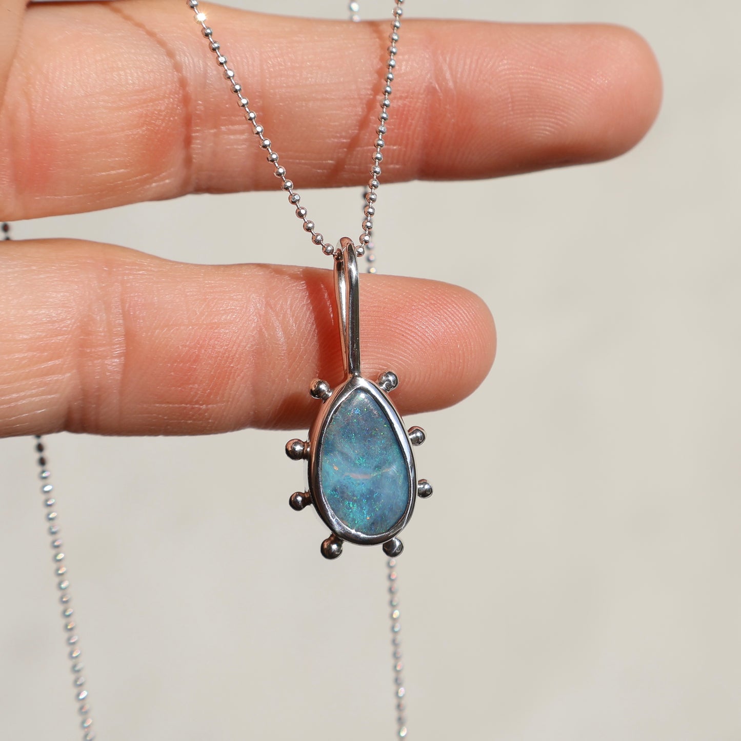 Silver blue Opal pendant