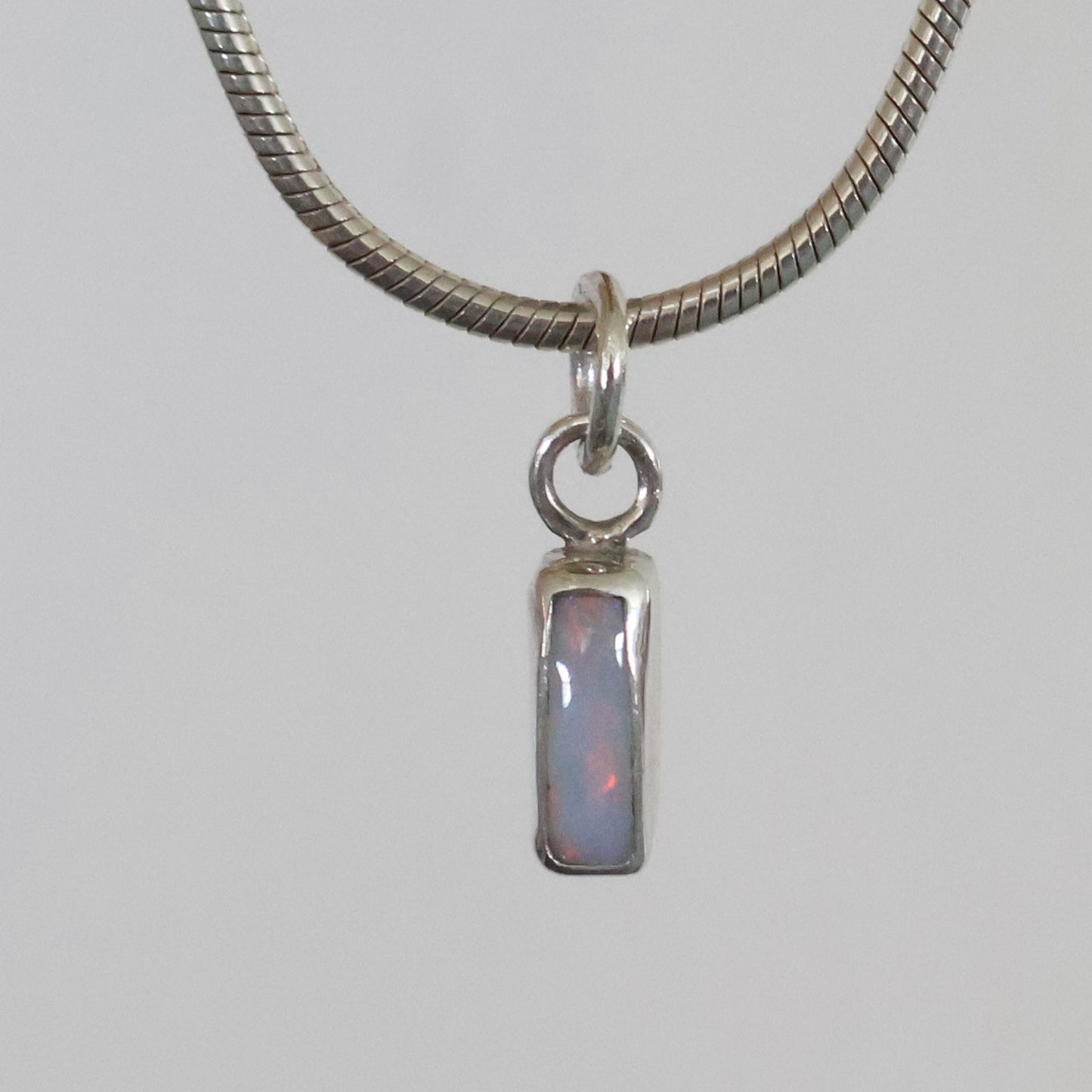 Long Shimmer opal pendant charm