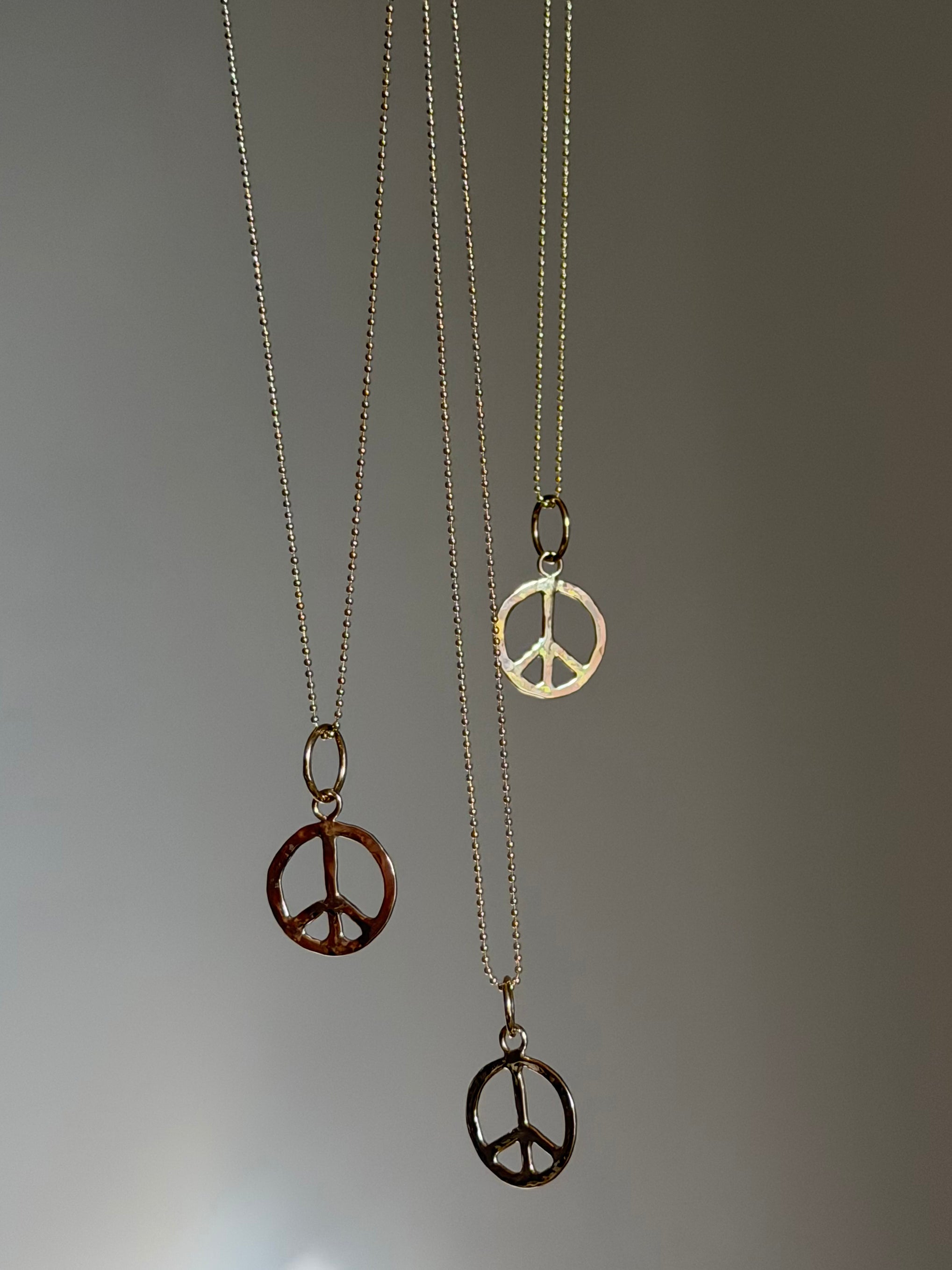 Hammered 10k Gold Peace Sign Charm