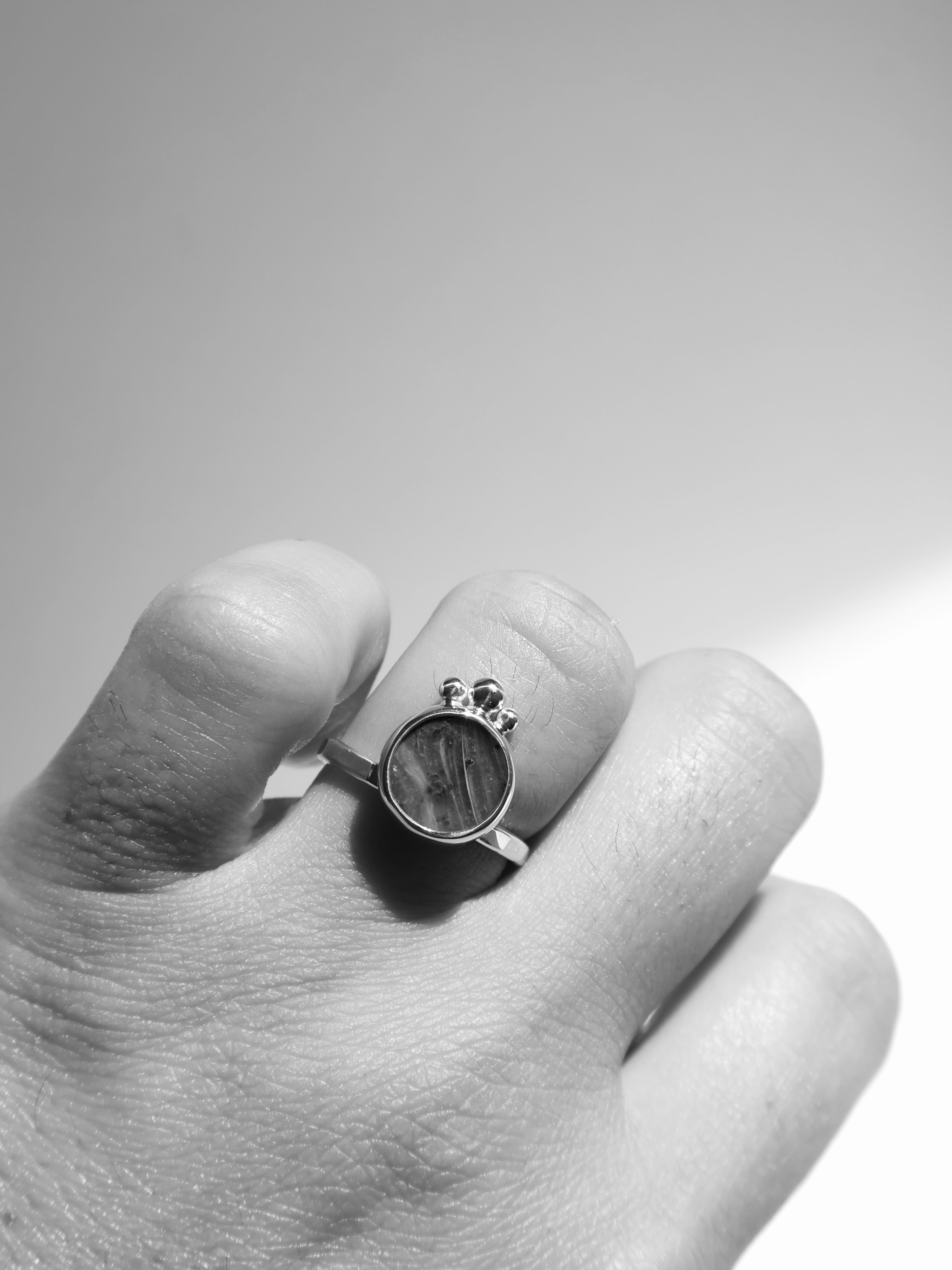 Hammered Blue Opal Ring