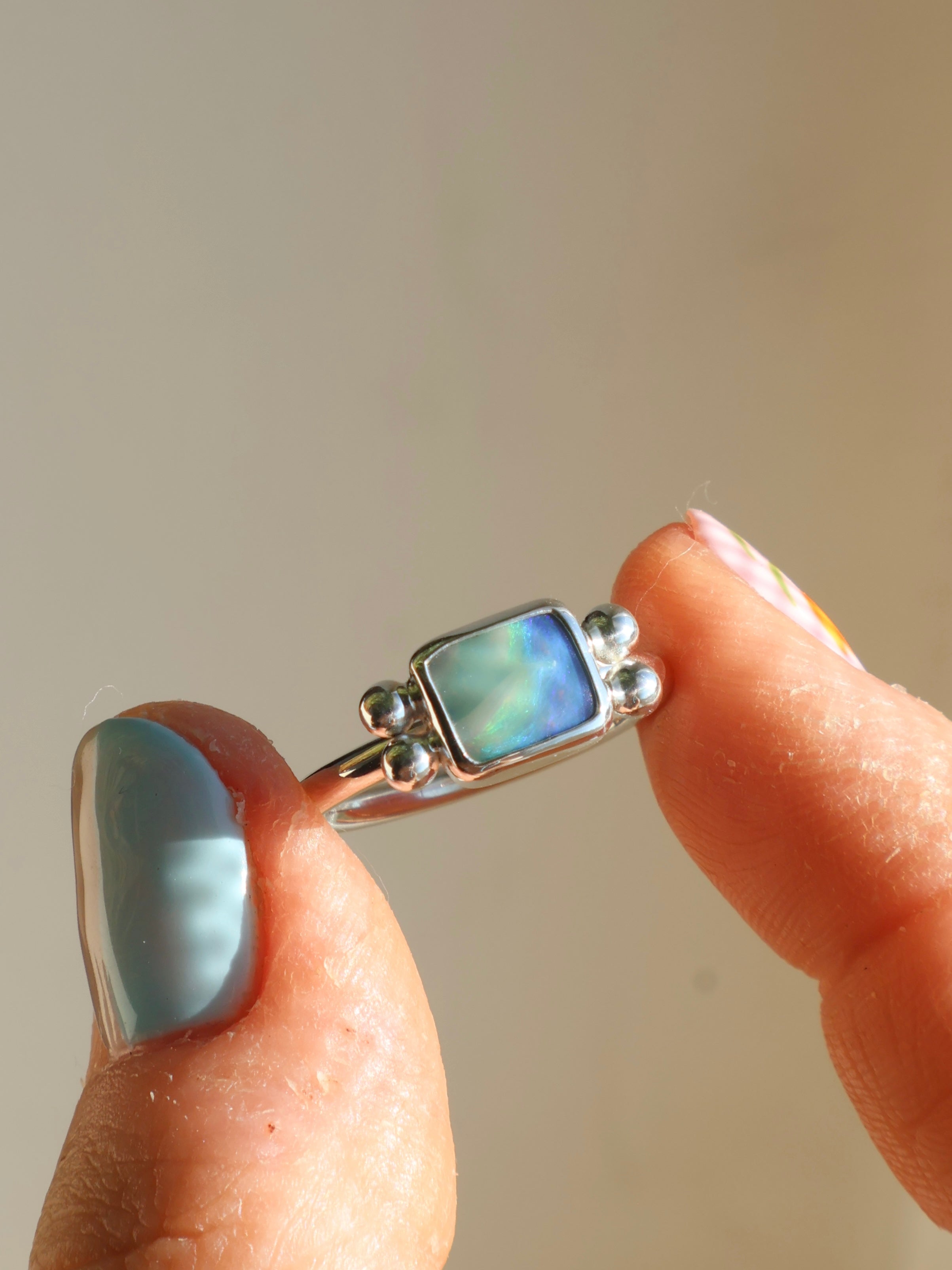 Sea opal ring