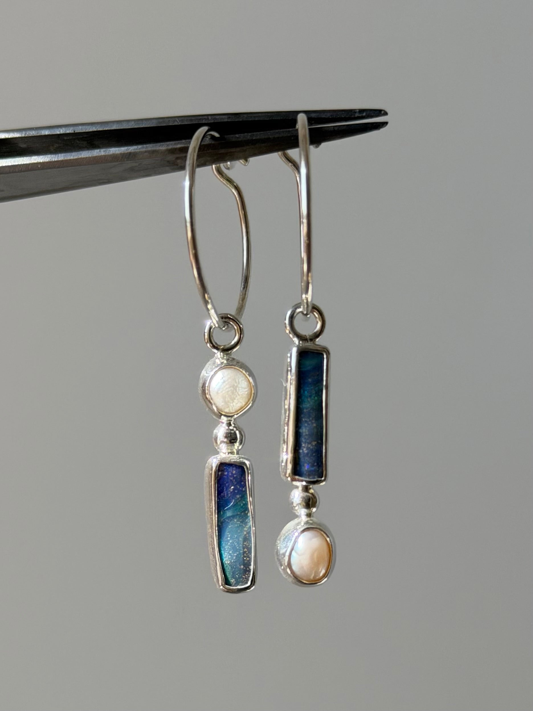 Pearl and opal earrings