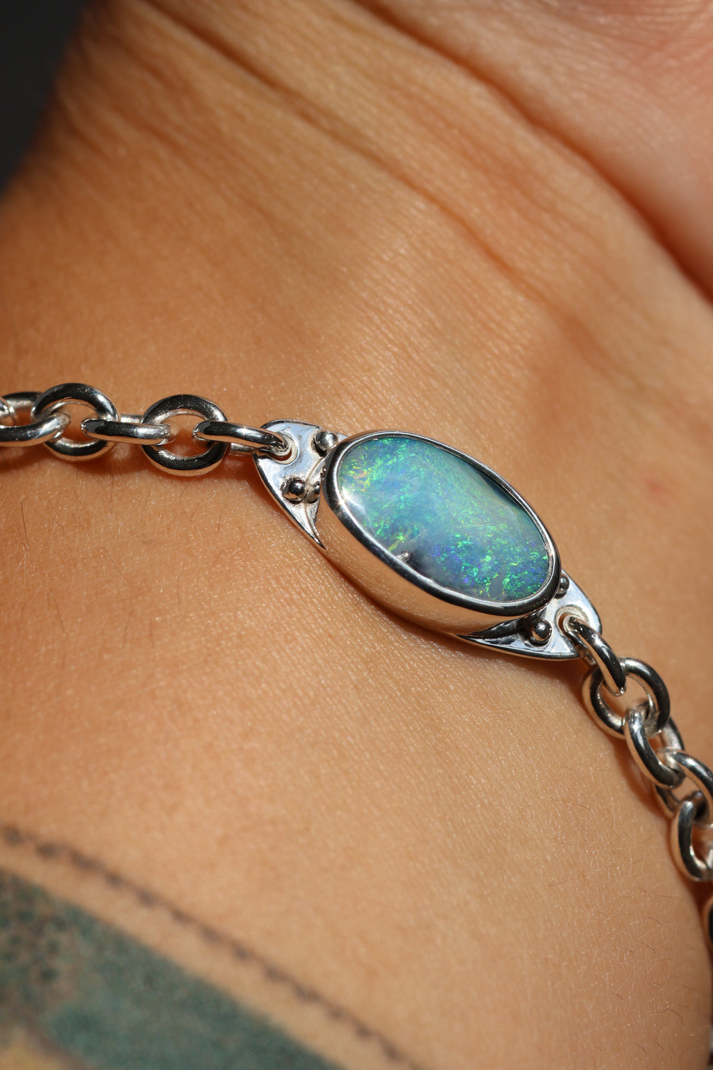 Custom Blue Opal bracelet