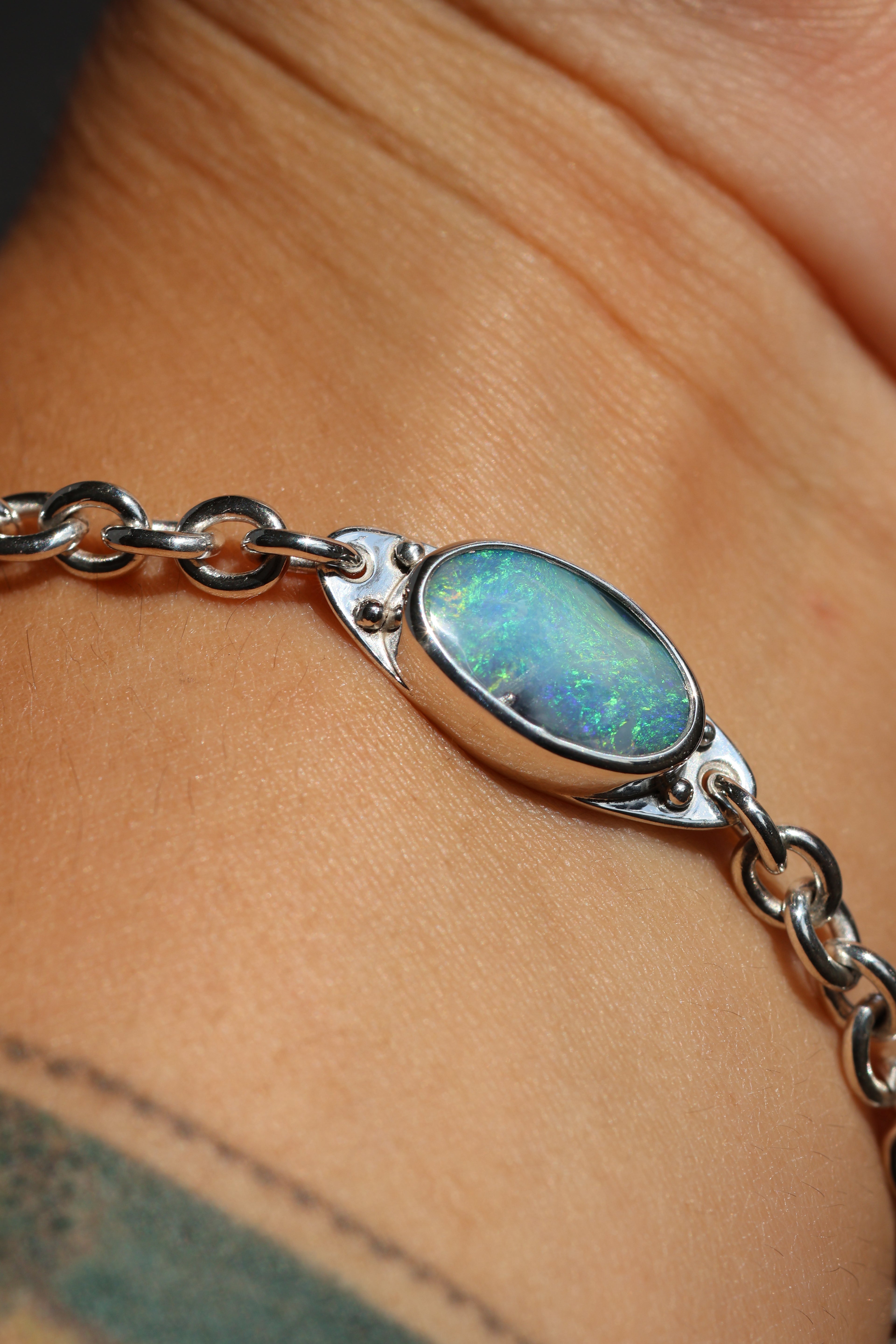 Custom Blue Opal bracelet