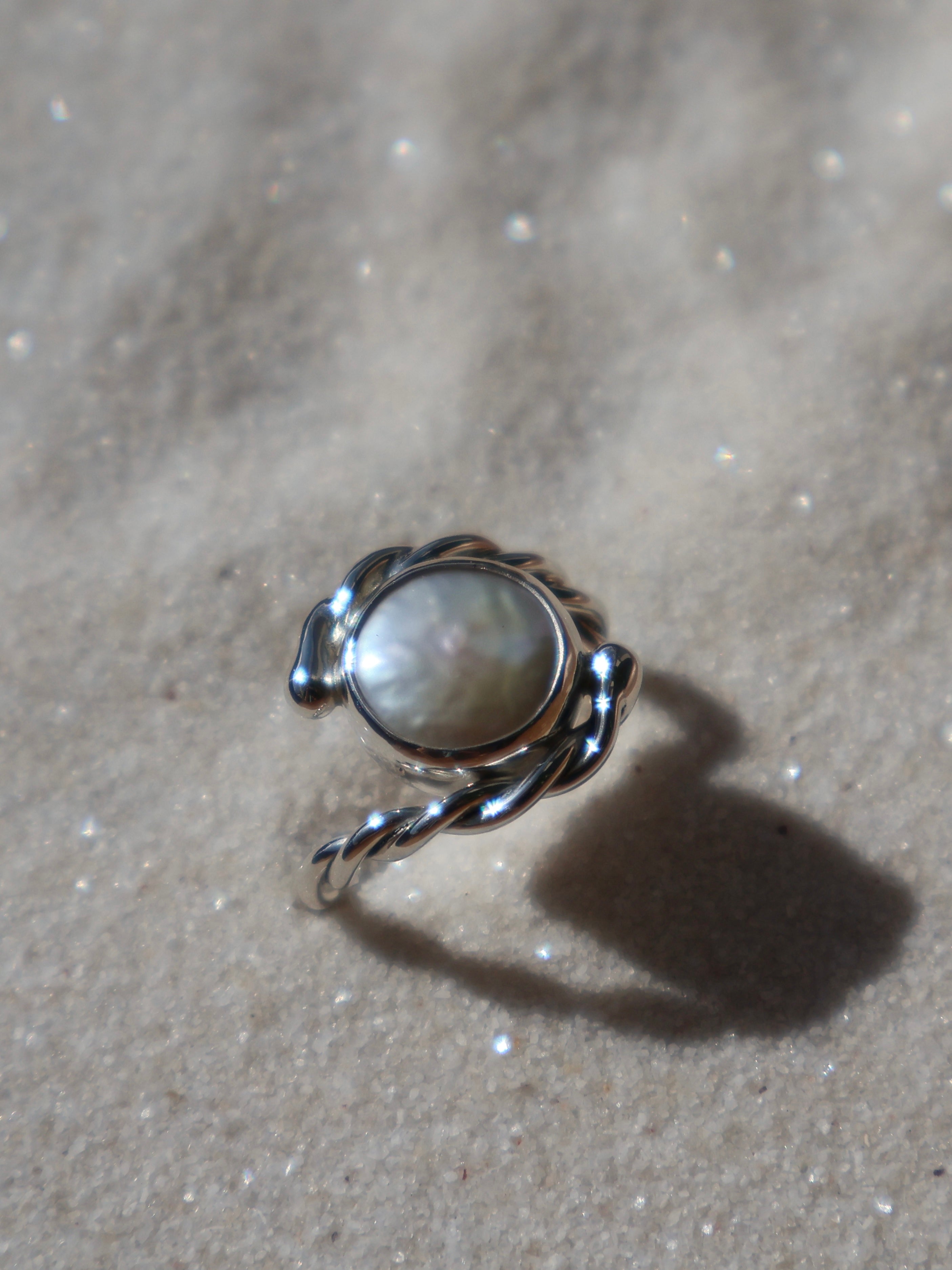 Twisted pearl ring