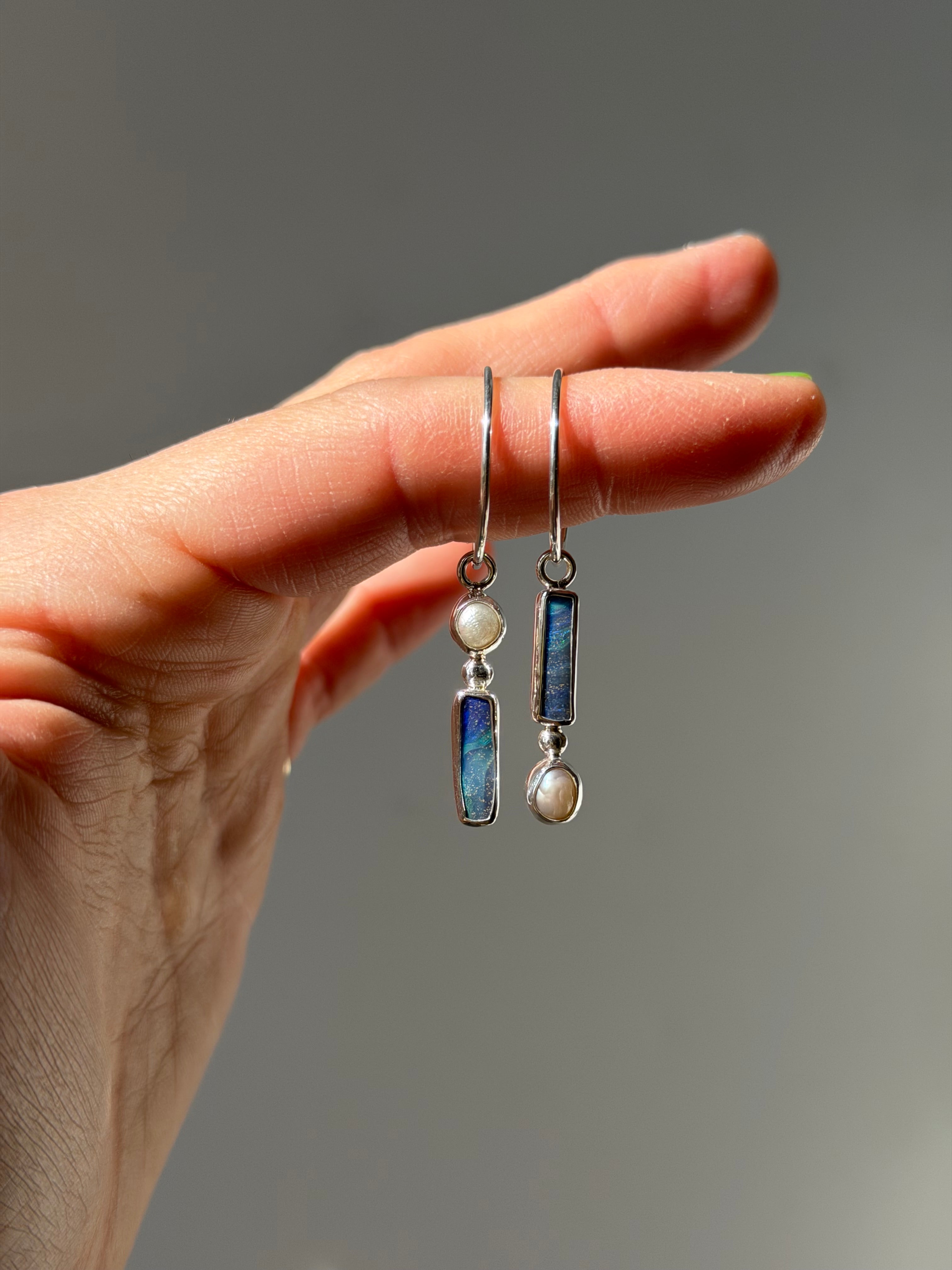 Pearl and opal earrings