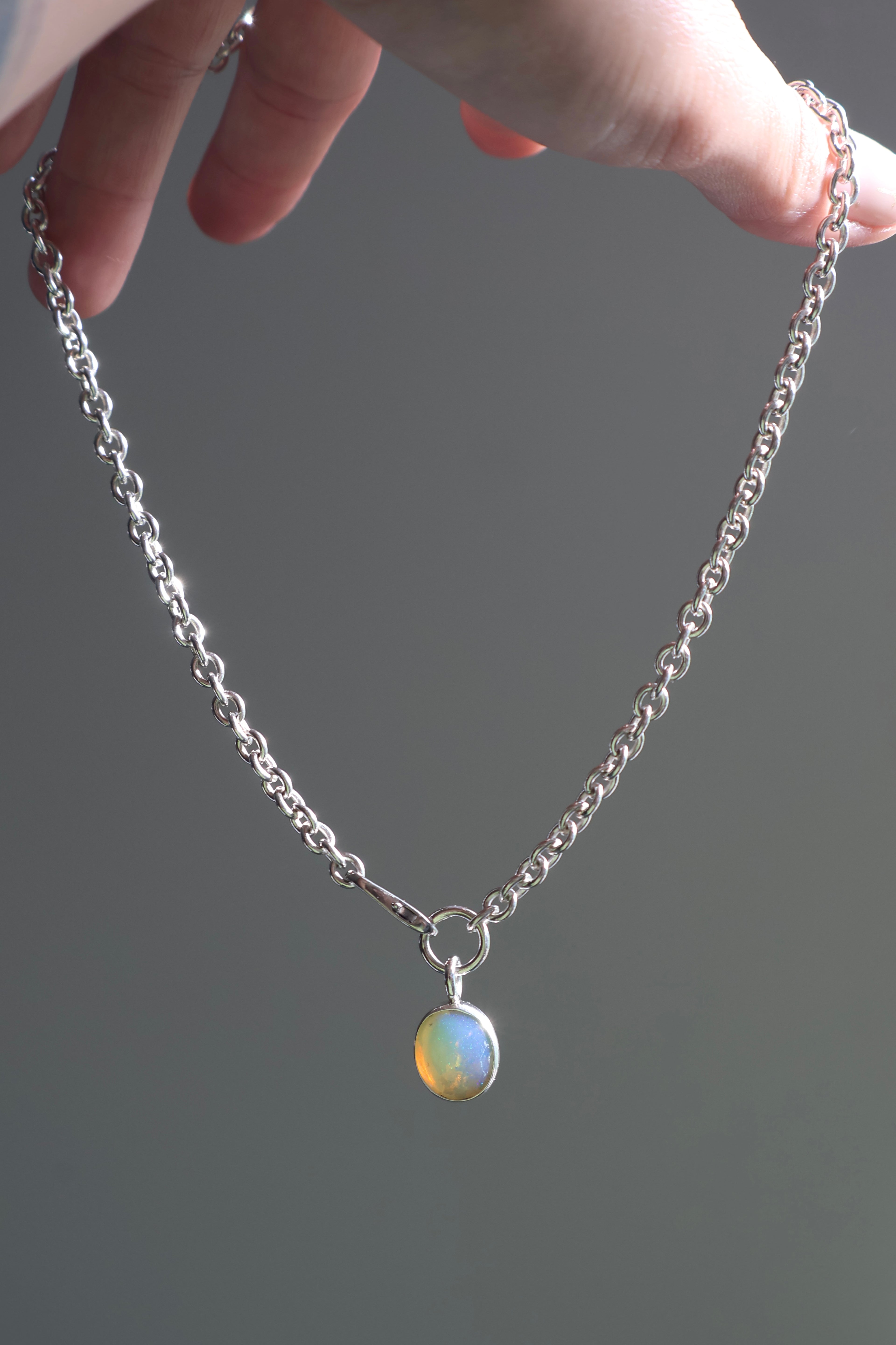 Bold Opal Pendant & Chain