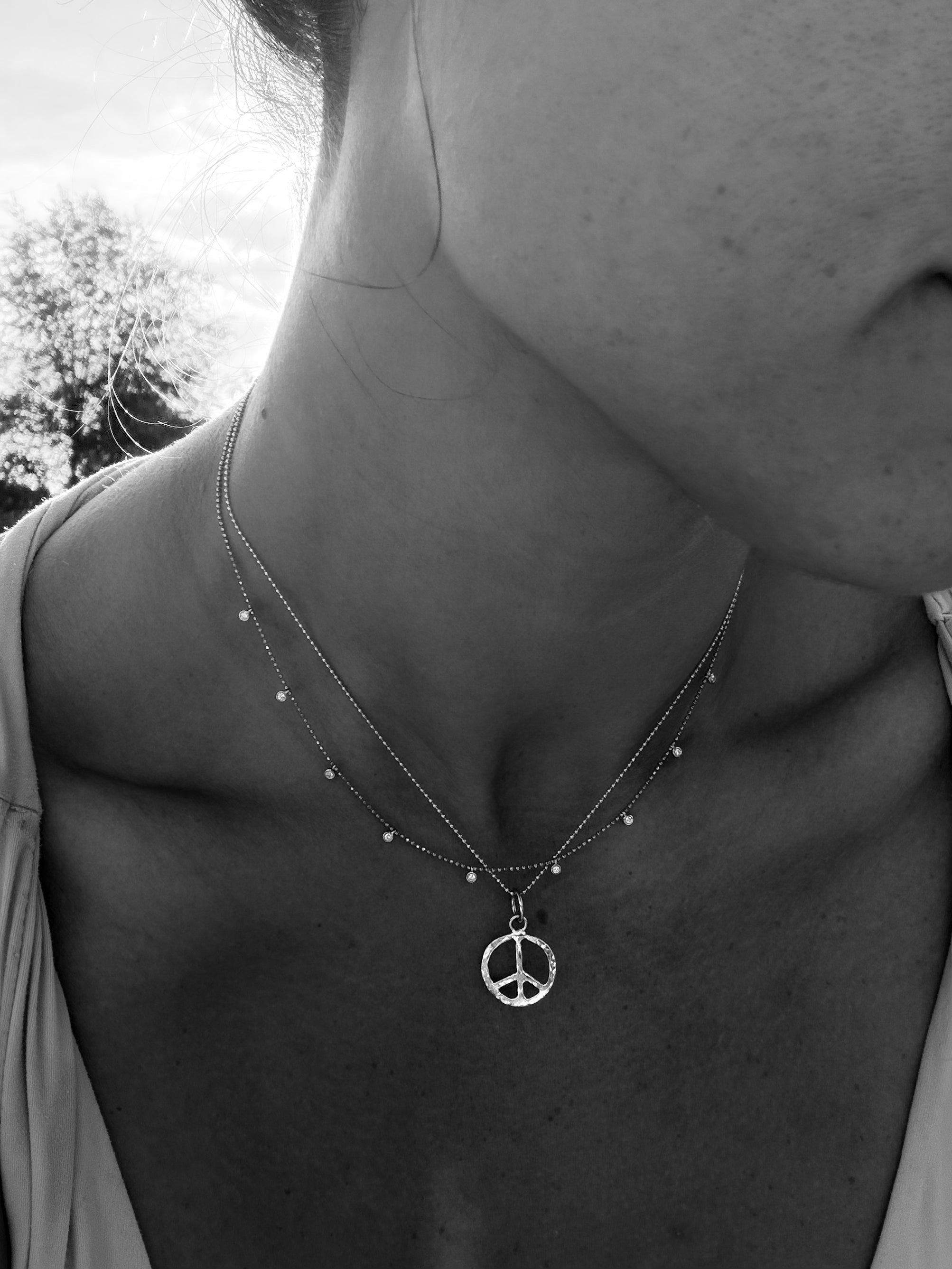 Hammered 10k Gold Peace Sign Charm