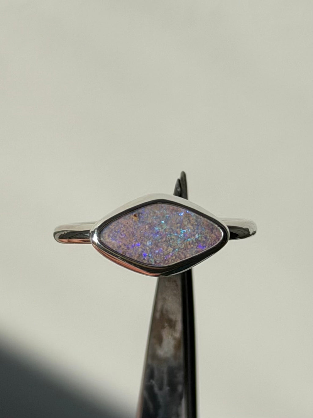 Purple Aussie opal ring