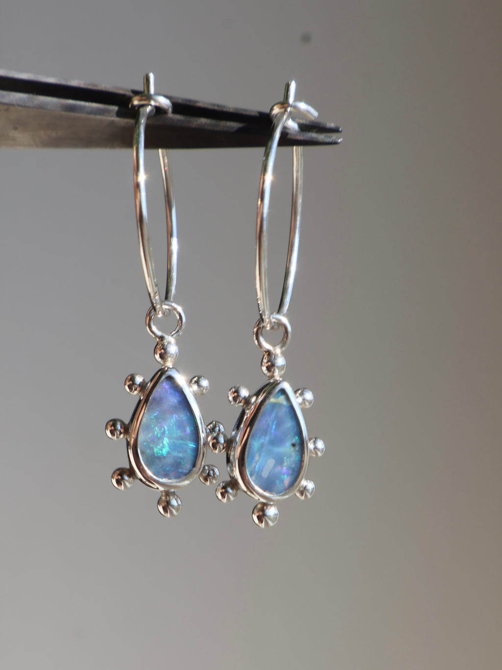 Teardrop opal earrings
