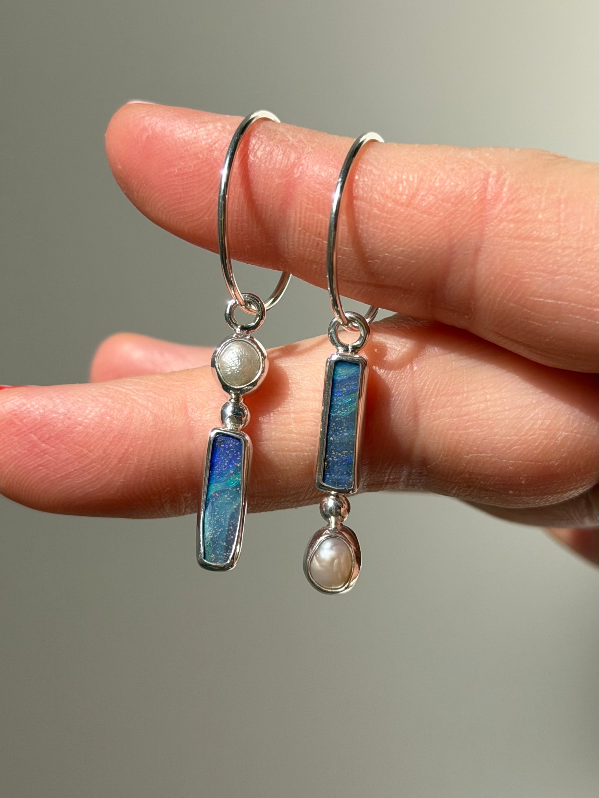 Pearl and opal earrings