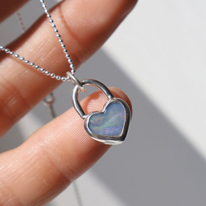 Heart locket Aussie Opal pendant