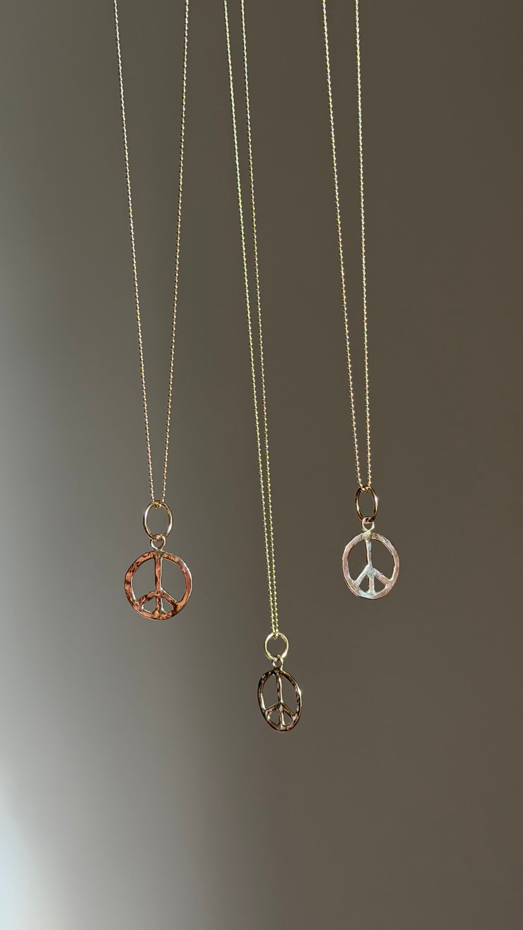 Hammered 10k Gold Peace Sign Charm