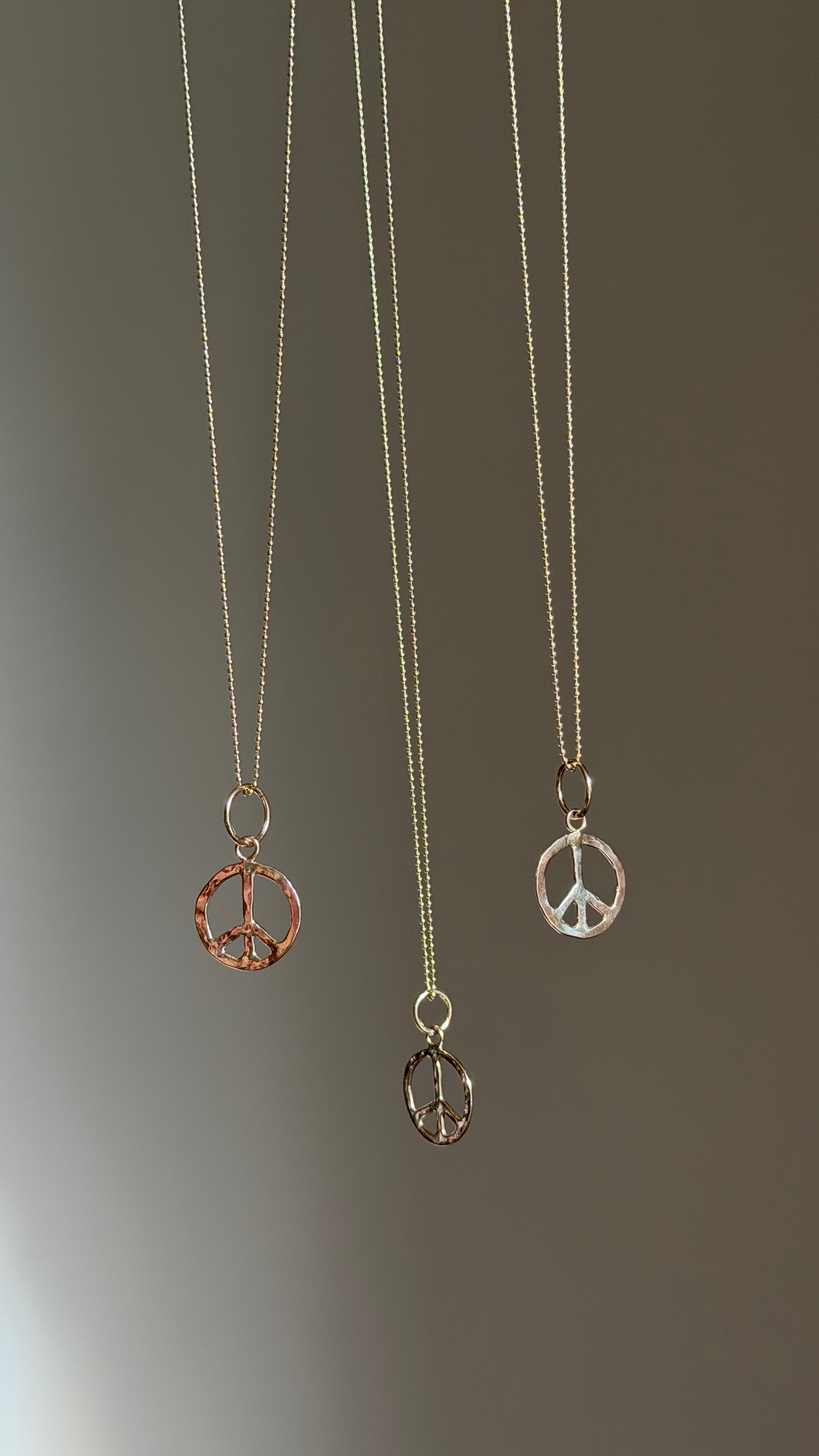 Hammered 10k Gold Peace Sign Charm