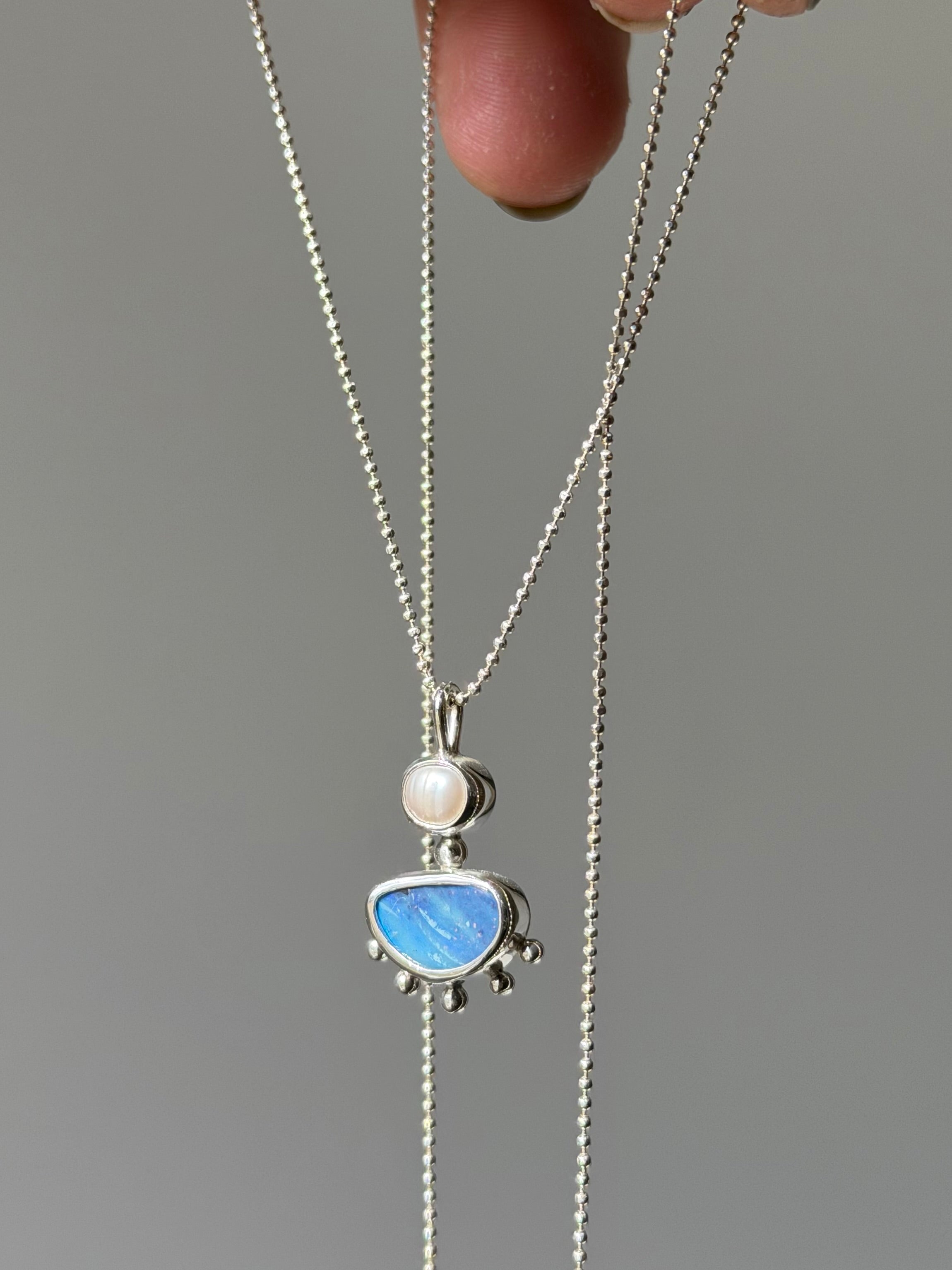 Opal and pearl pendant