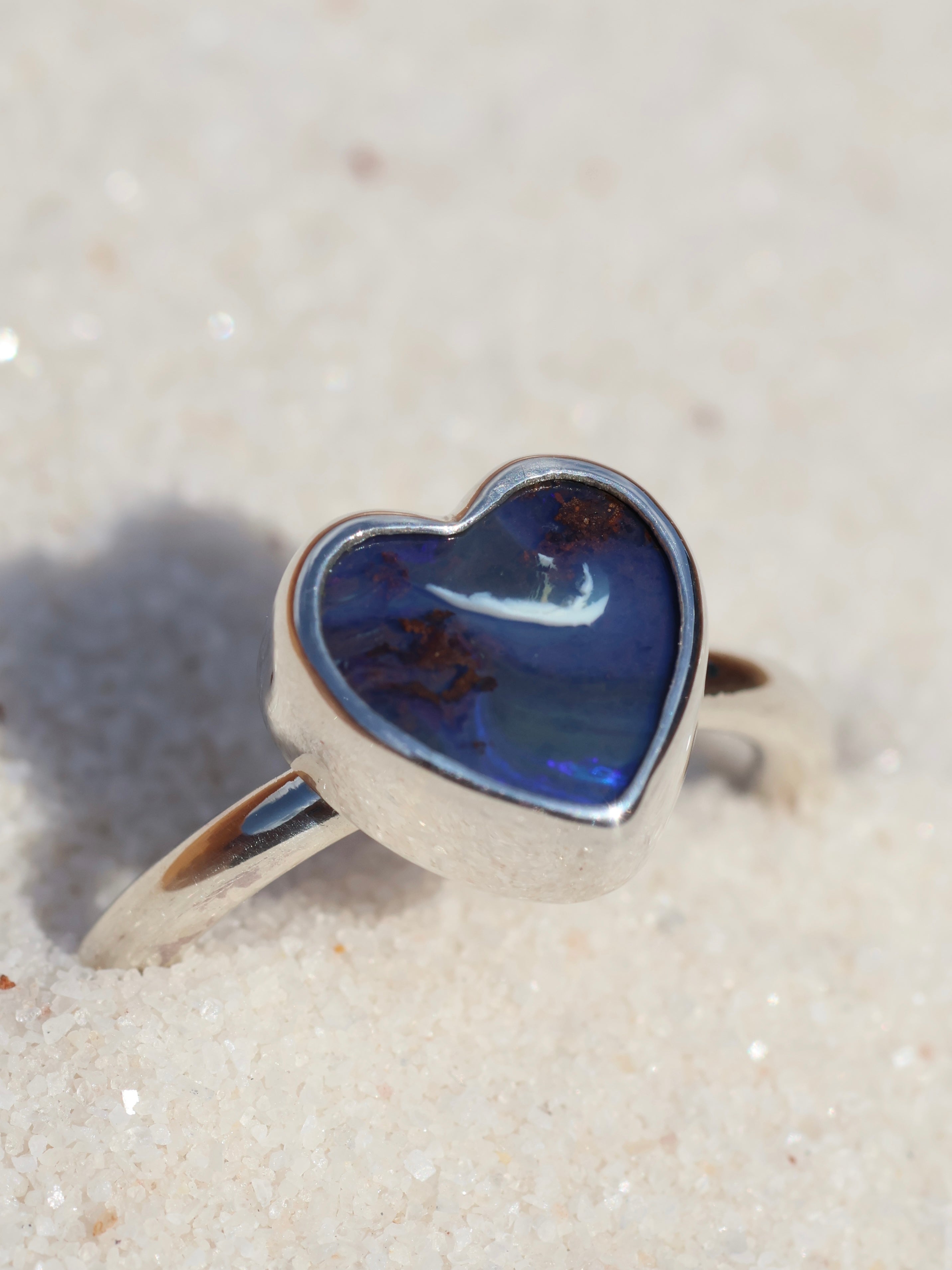 Blue Heart Opal Ring