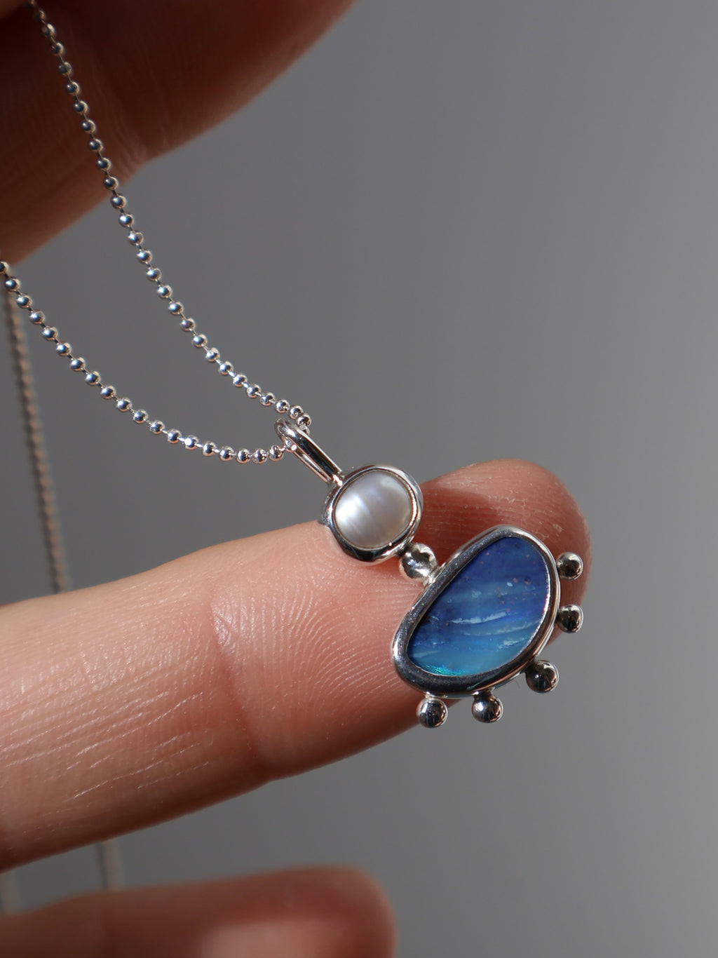 Opal and pearl pendant