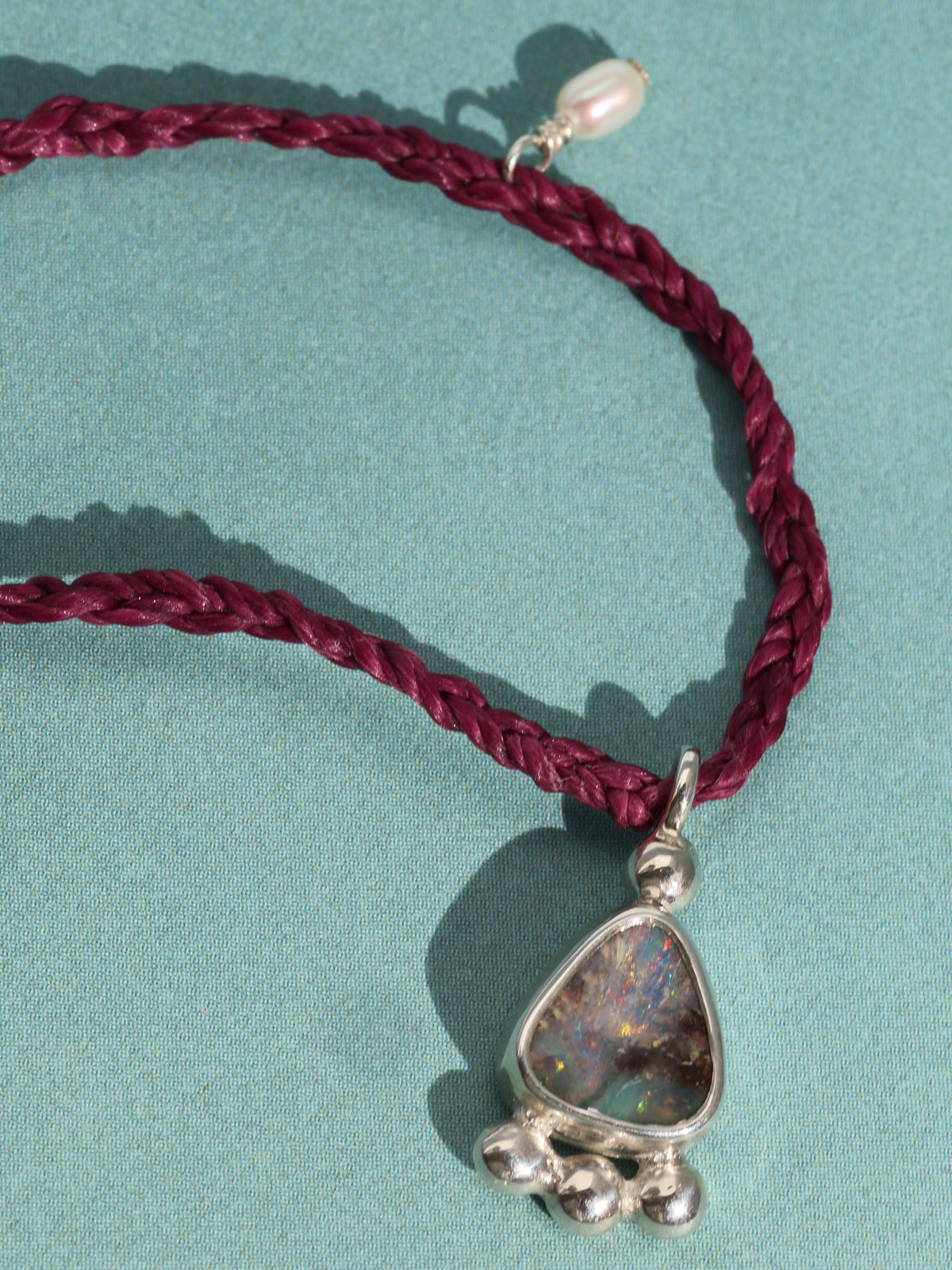 opal and pearl charm choker