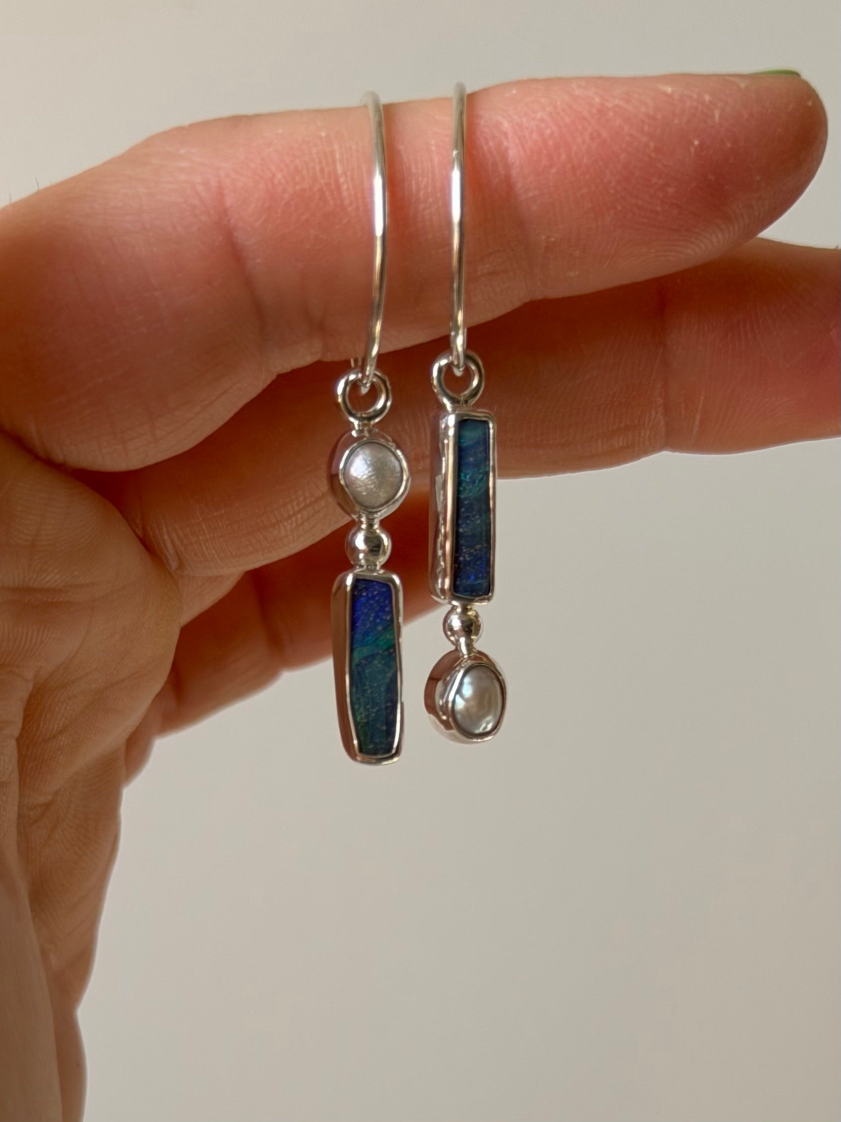 Pearl and opal earrings