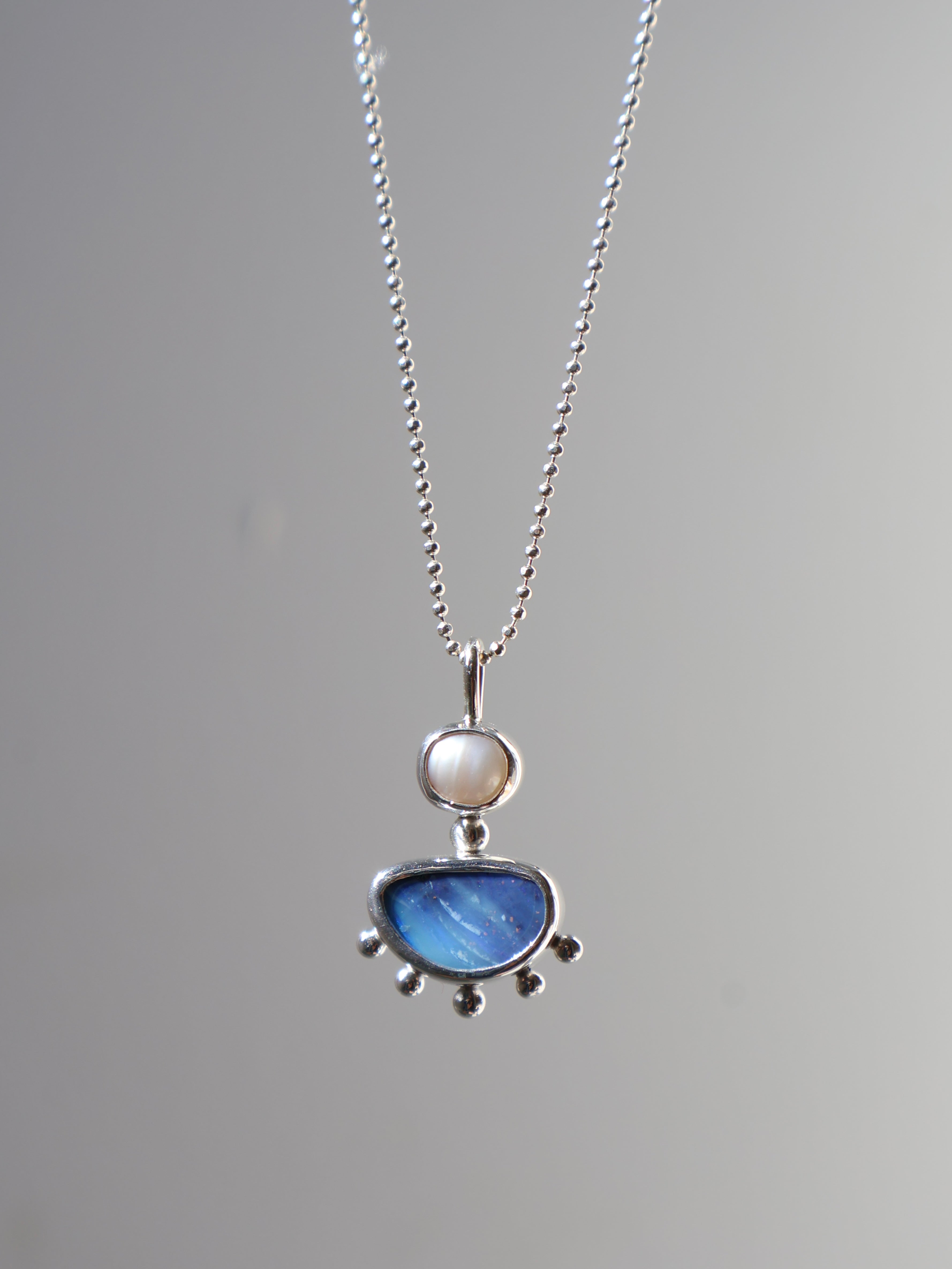 Opal and pearl pendant