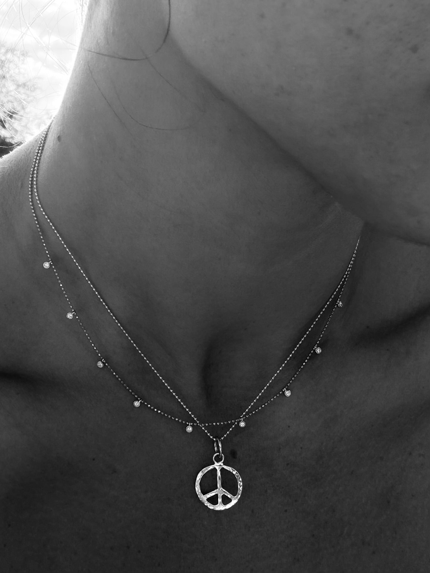 Hammered 10k Gold Peace Sign Charm