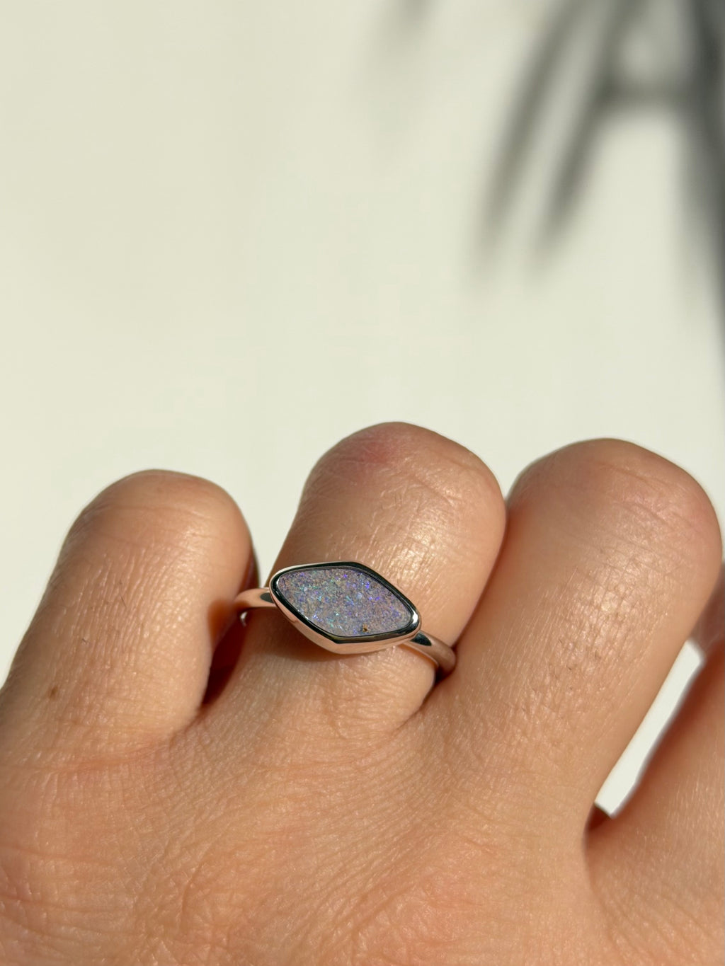 Purple Aussie opal ring