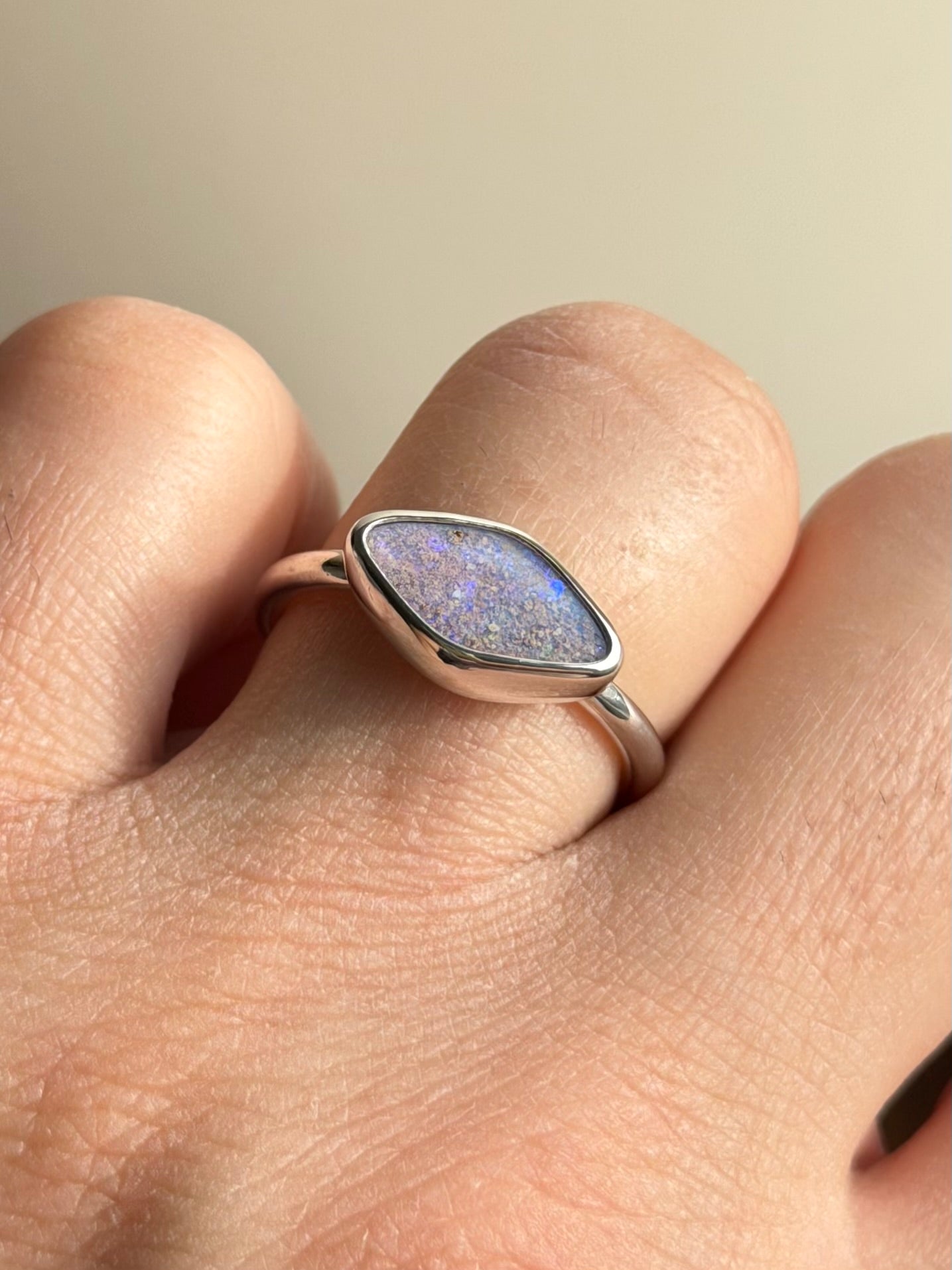 Purple Aussie opal ring