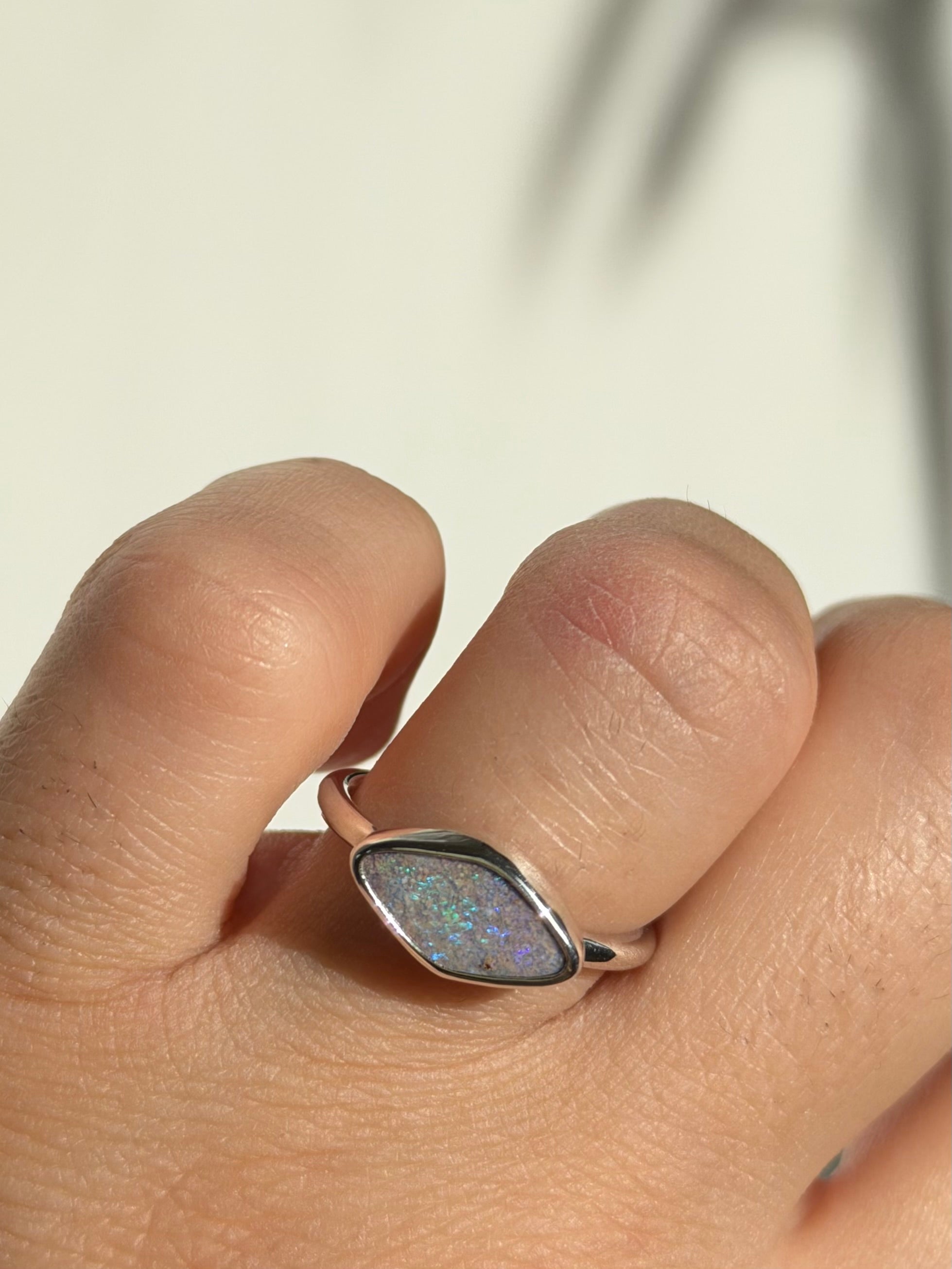 Purple Aussie opal ring
