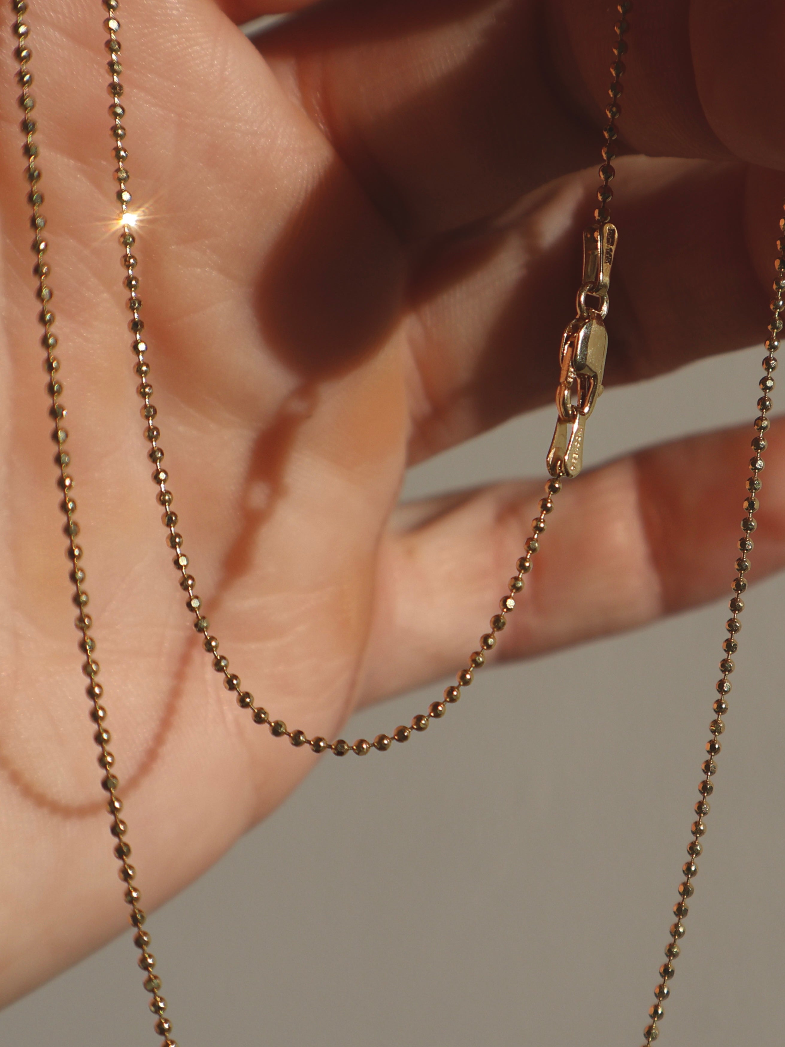 14k Yellow Gold Diamond Cut Bead Chain 16"