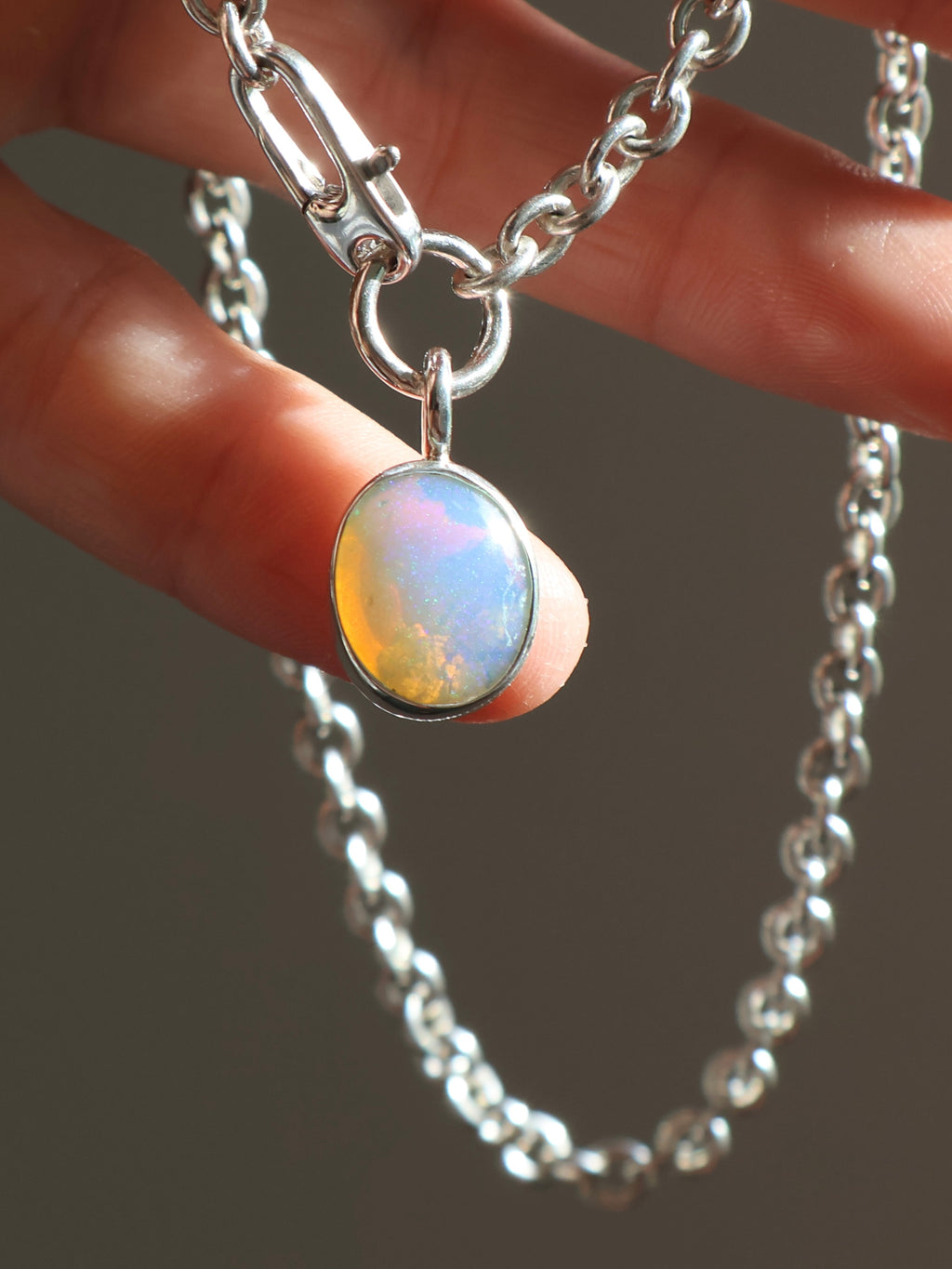 Bold Opal Pendant & Chain