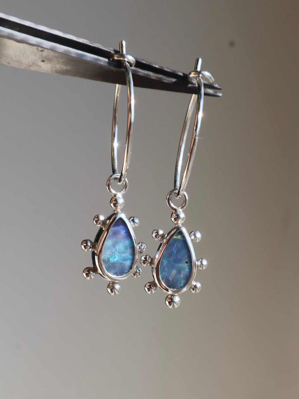 Teardrop opal earrings