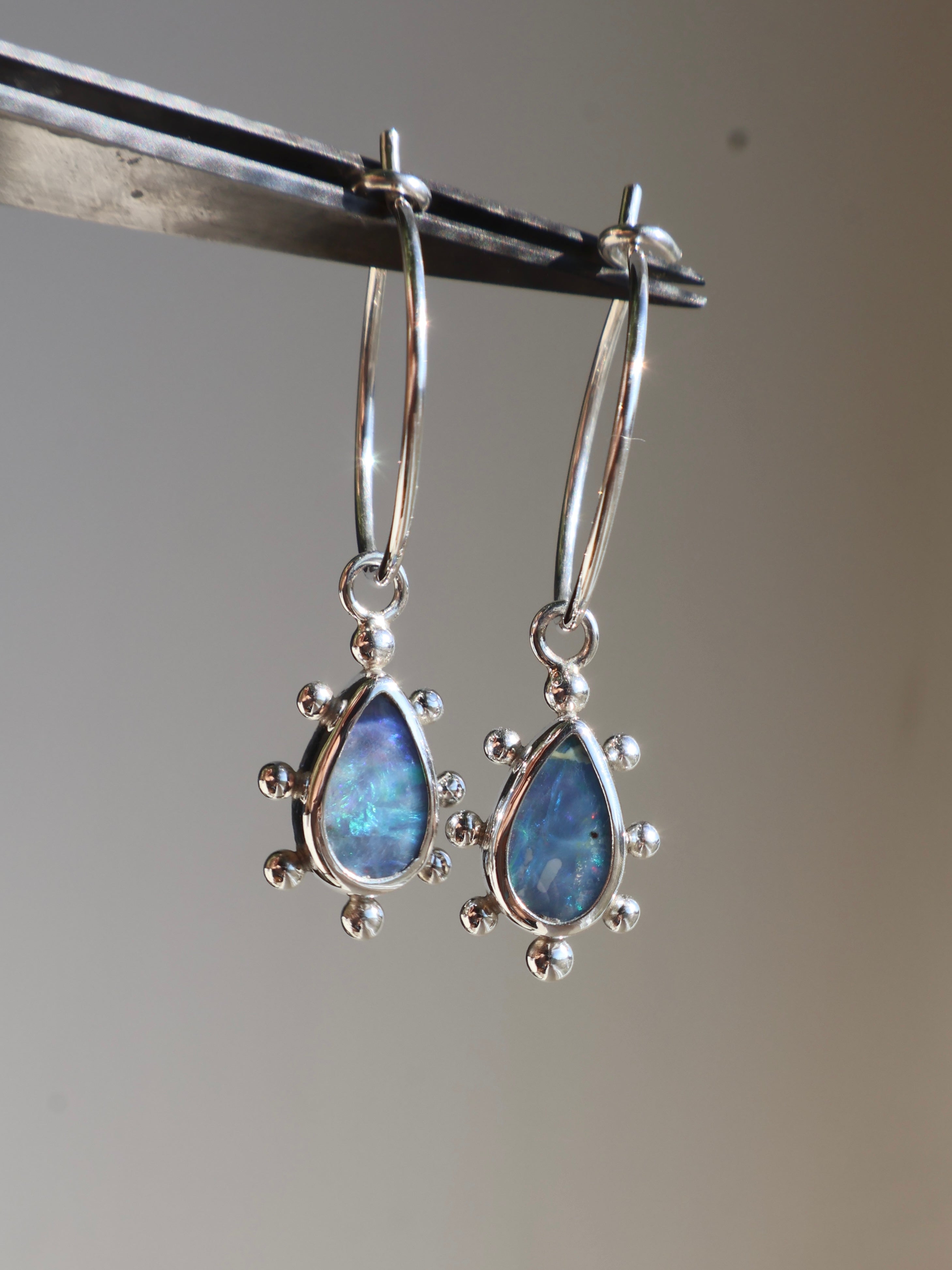 Teardrop opal earrings