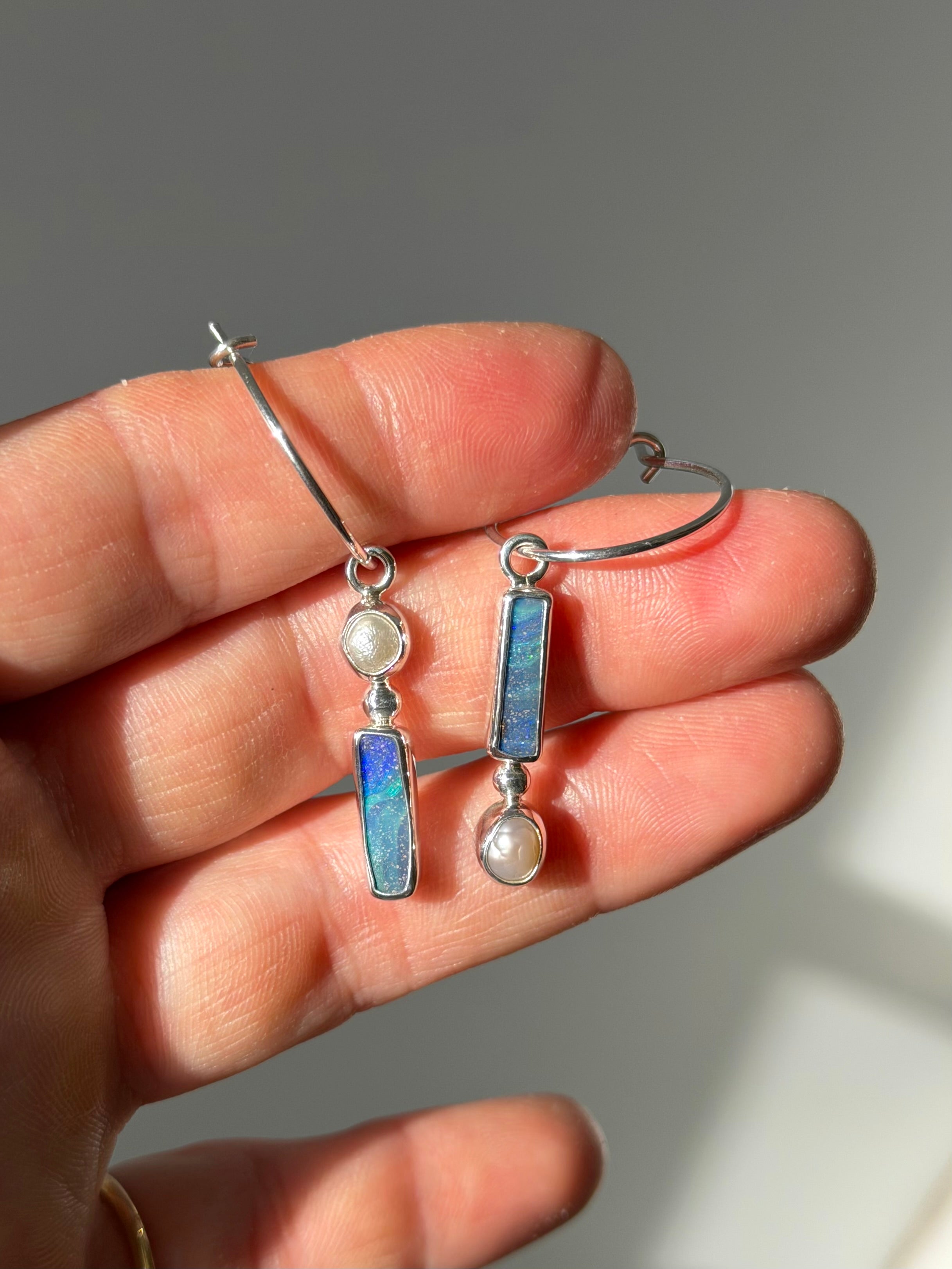 Pearl and opal earrings