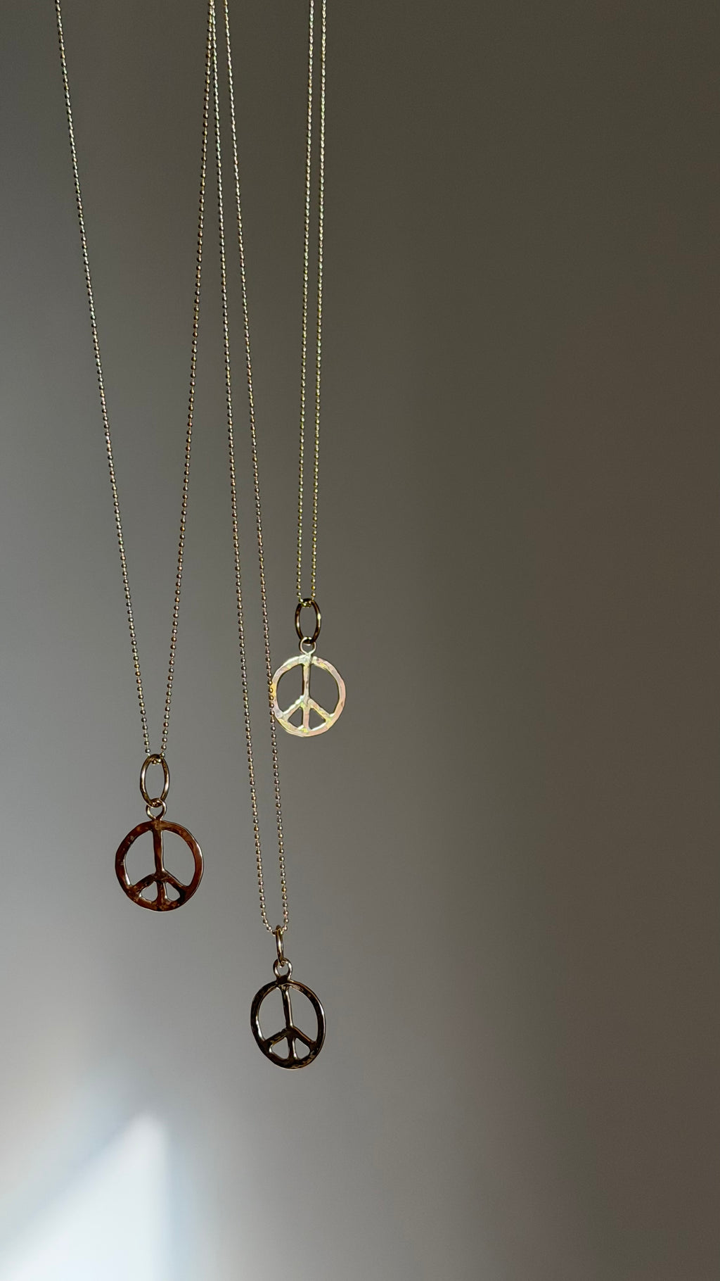 Hammered 10k Gold Peace Sign Charm
