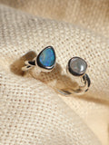 Twisted opal and pearl ring