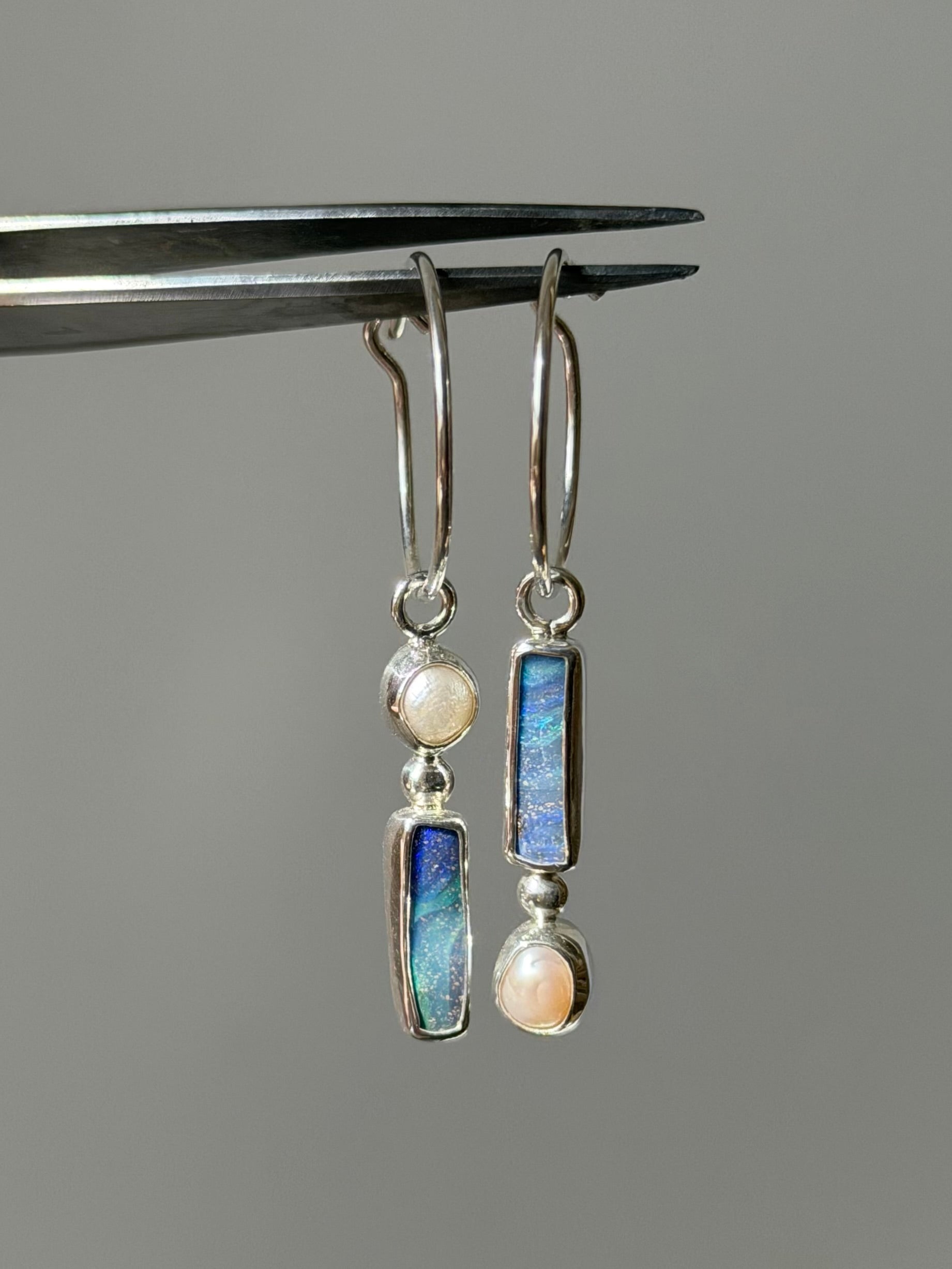 Pearl and opal earrings