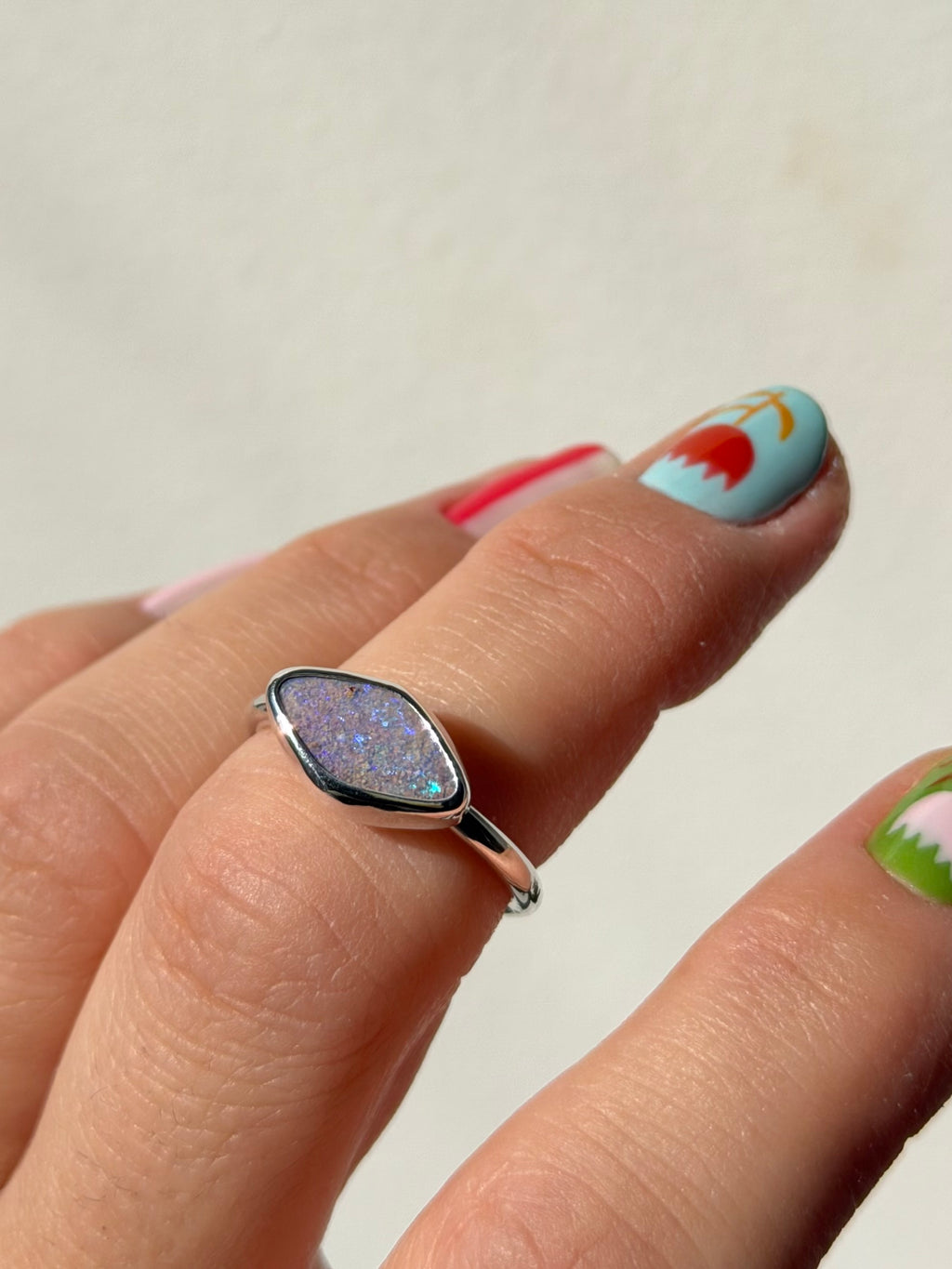 Purple Aussie opal ring