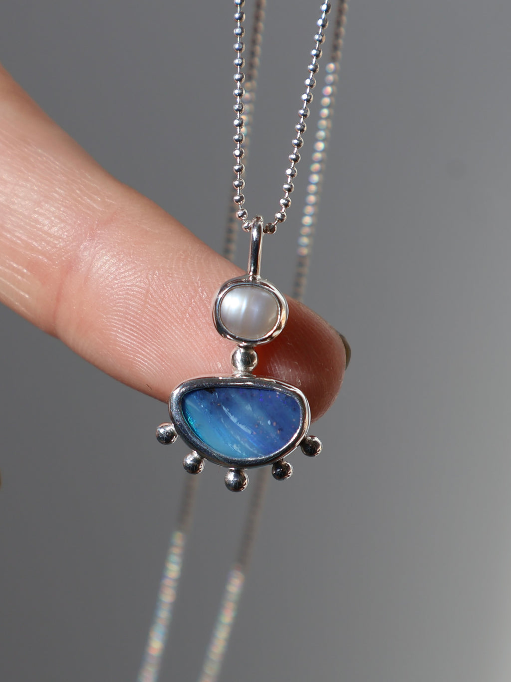 Opal and pearl pendant