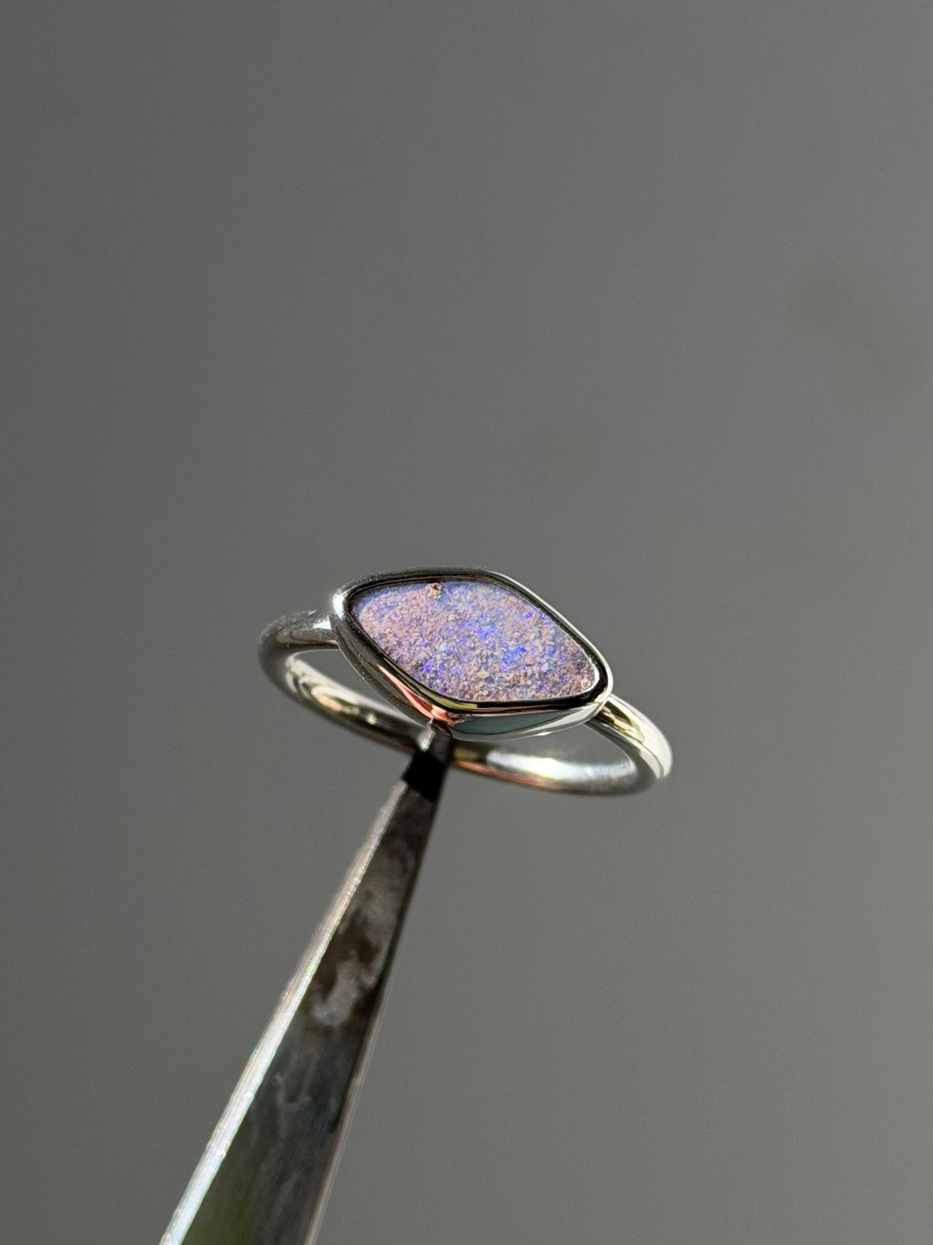 Purple Aussie opal ring