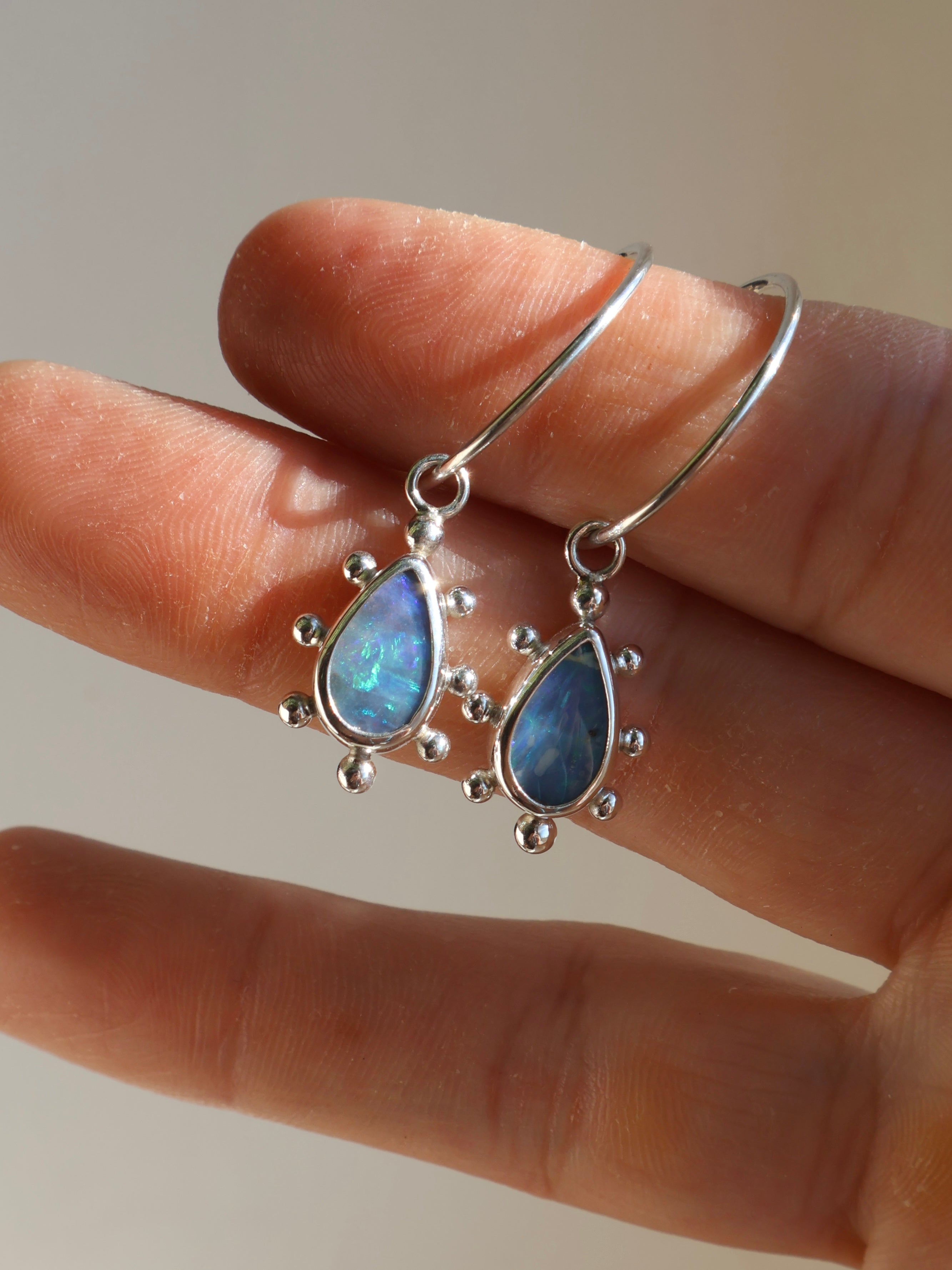 Teardrop opal earrings