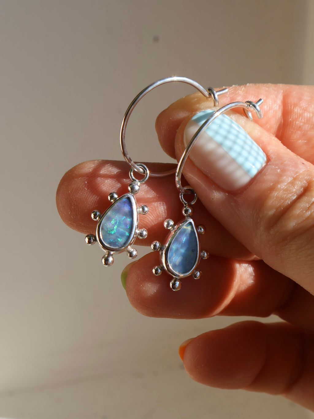 Teardrop opal earrings