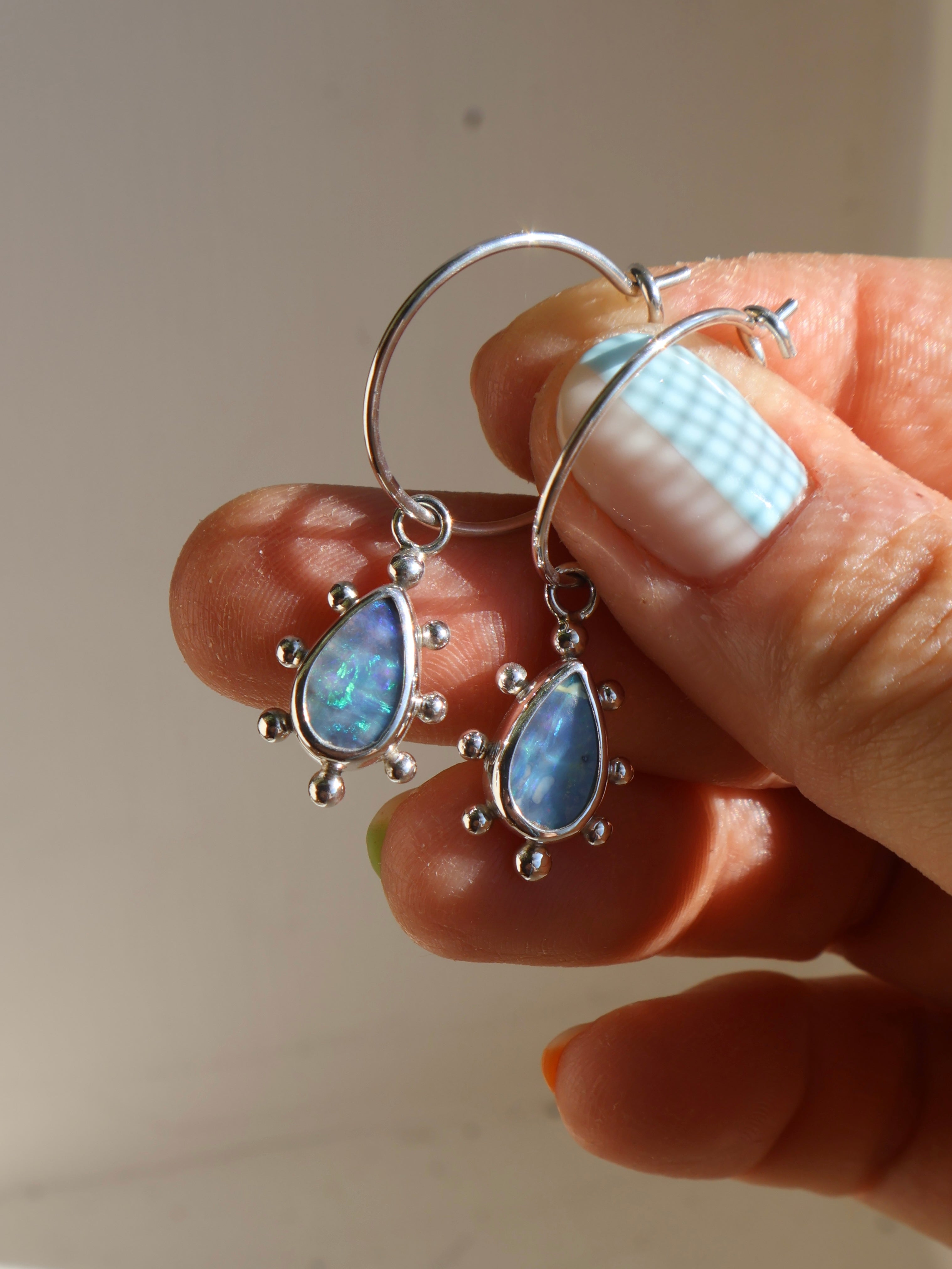 Teardrop opal earrings