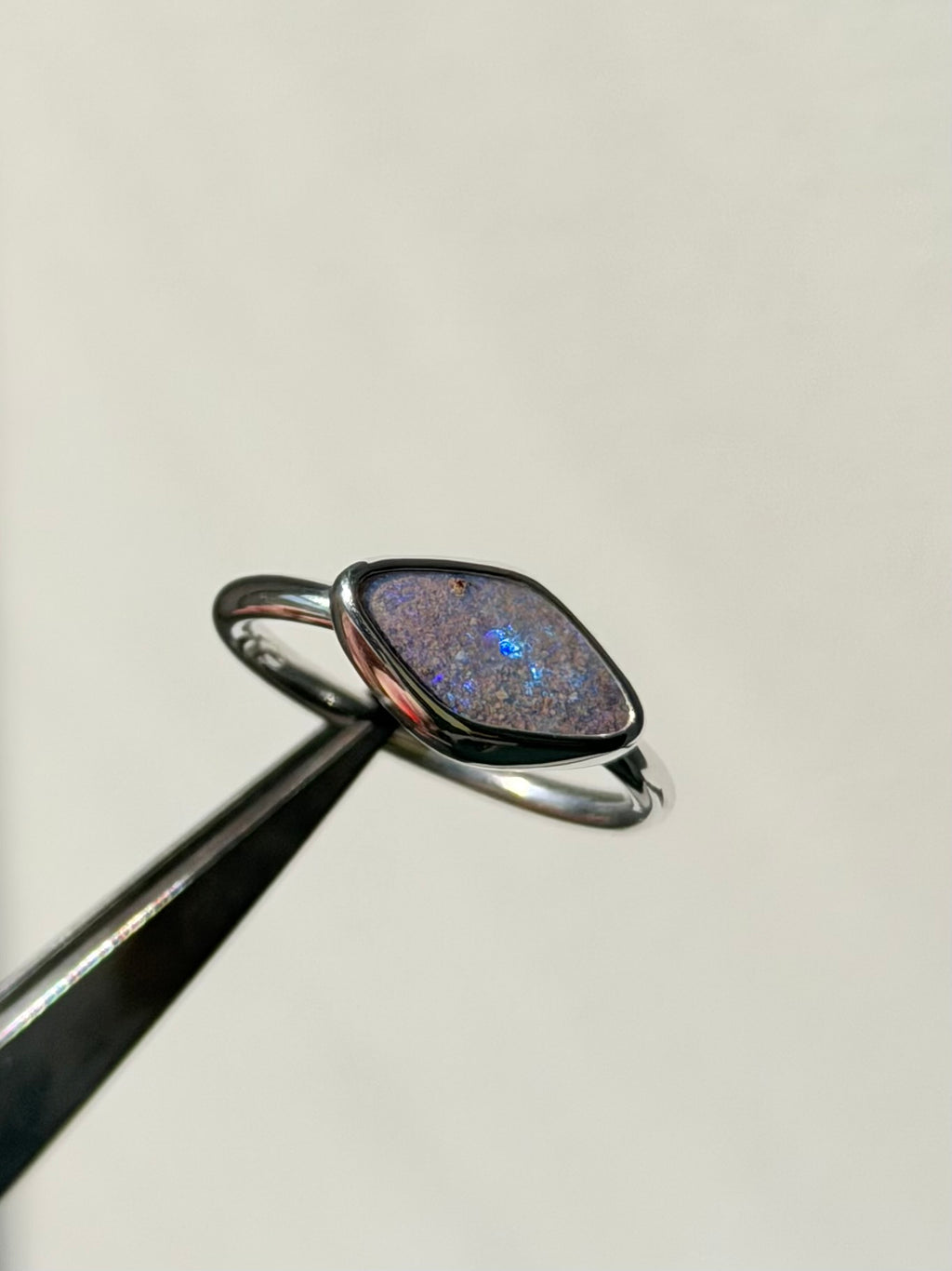 Purple Aussie opal ring