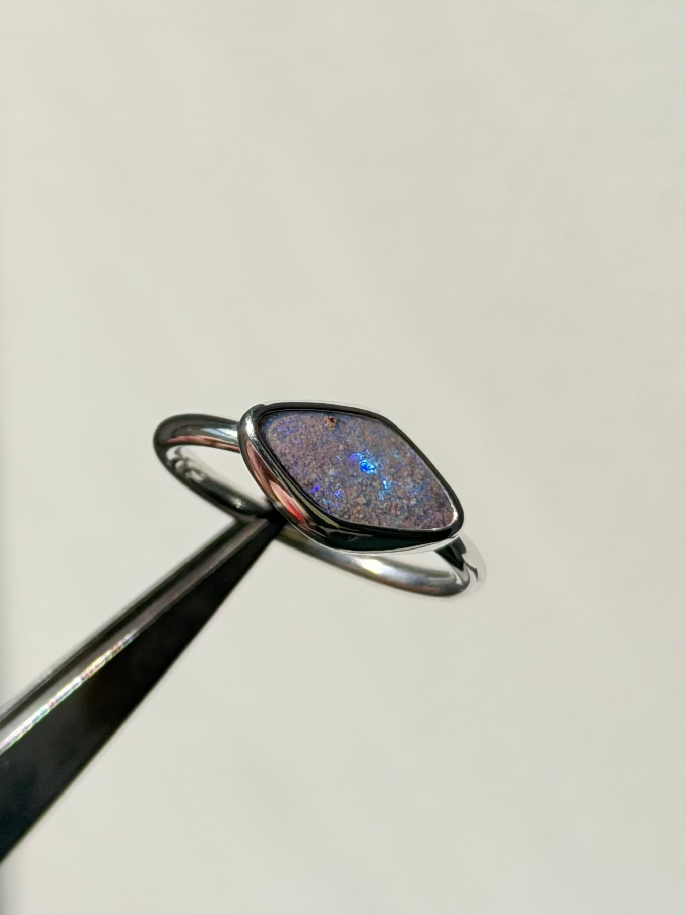 Purple Aussie opal ring