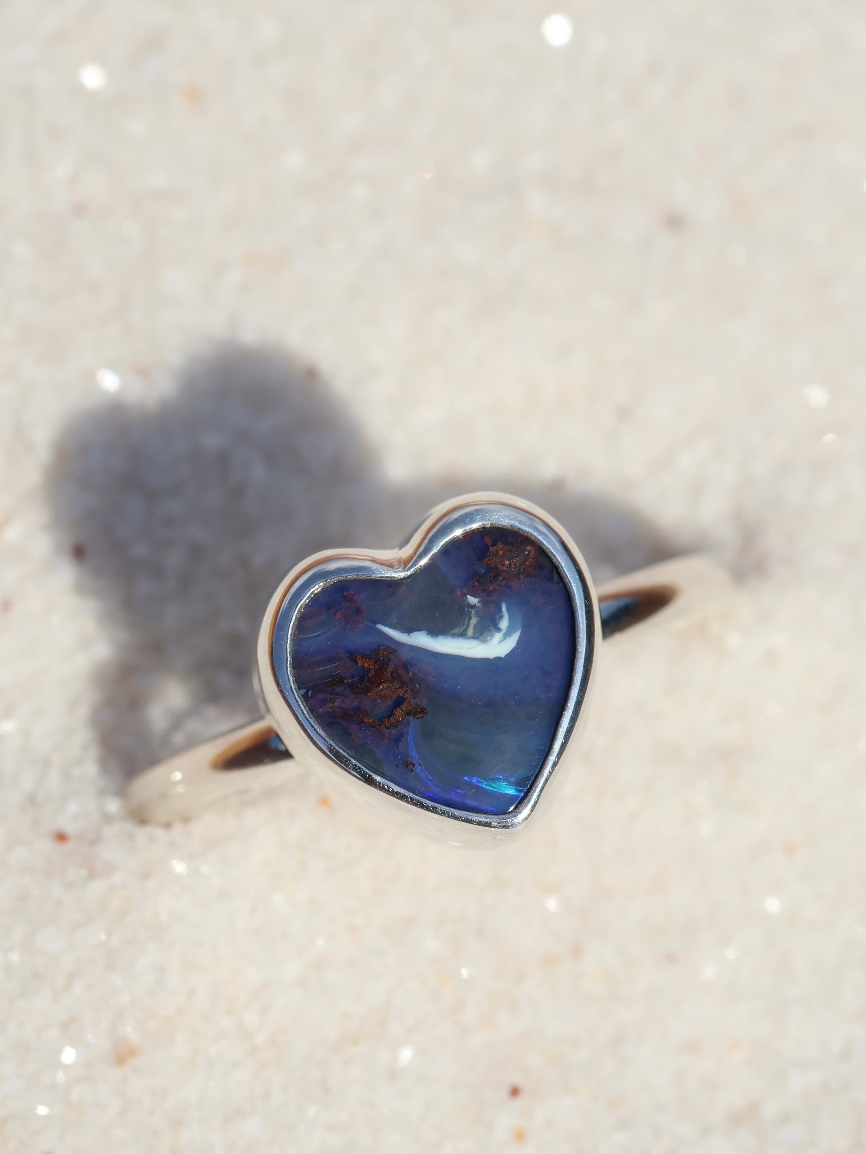Blue Heart Opal Ring