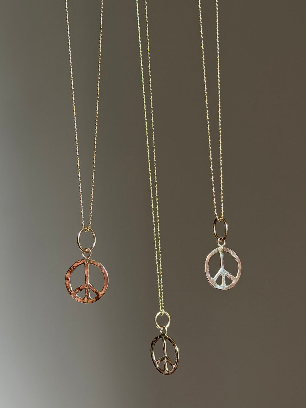 Hammered 10k Gold Peace Sign Charm
