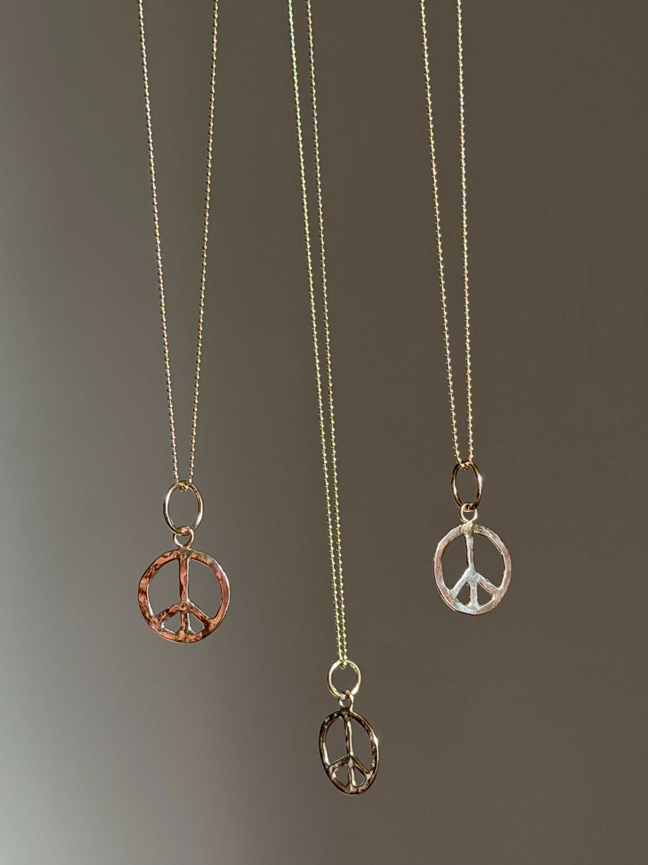 Hammered 10k Gold Peace Sign Charm