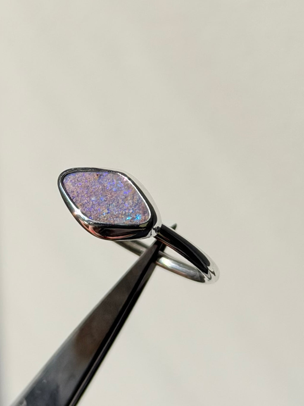 Purple Aussie opal ring