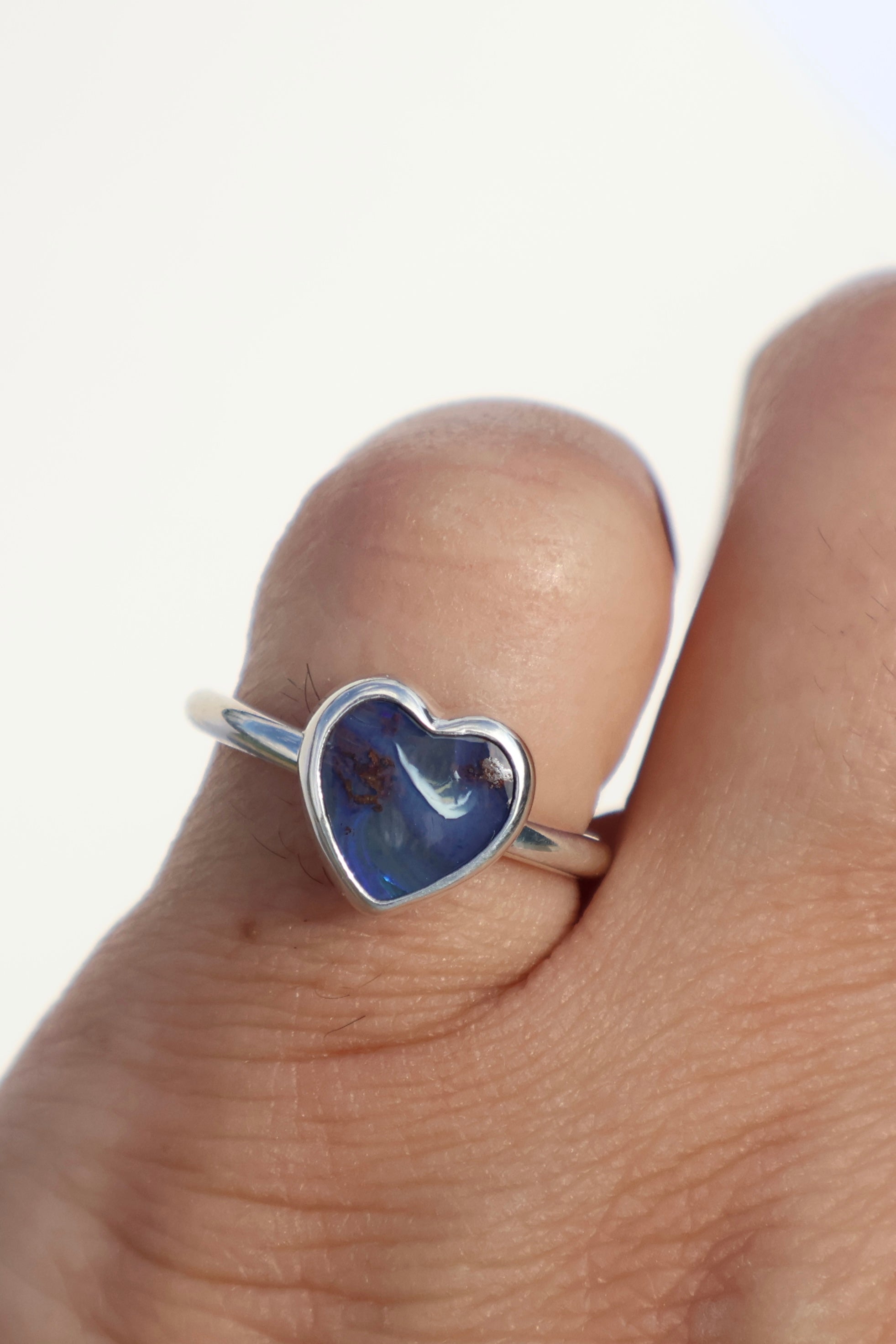 Blue Heart Opal Ring