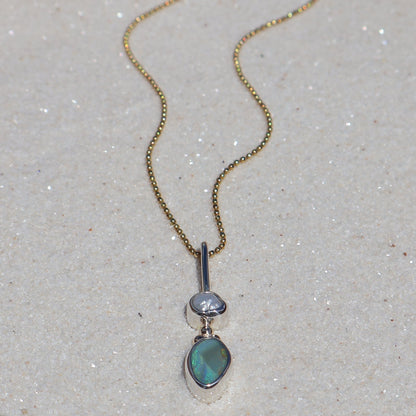 Blue Opal & Pearl Pendant
